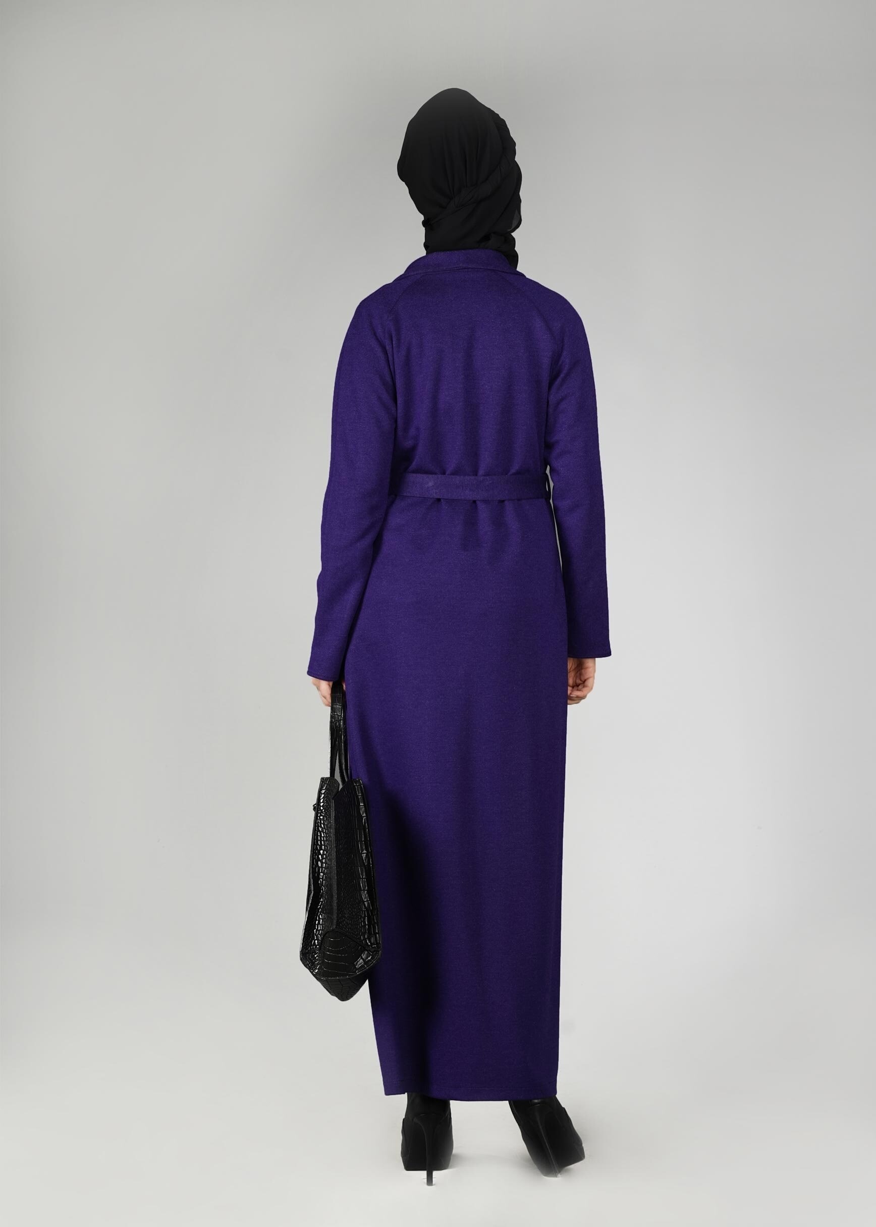 Tesettür giyim LACİVERT GENİŞ YAKA KUŞAKLI CEKET 4944