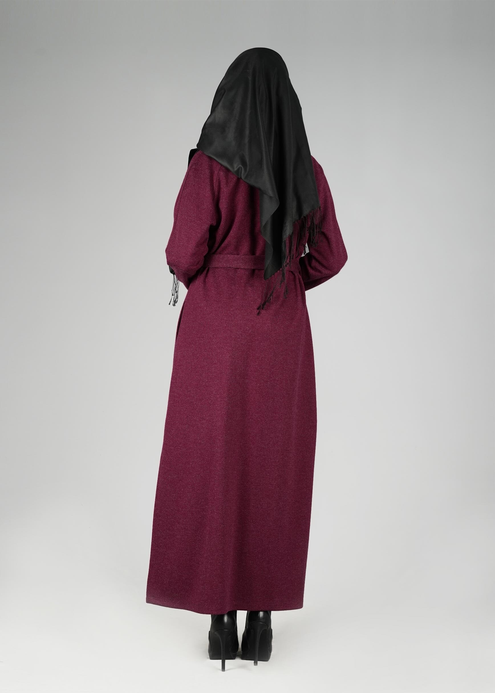 Tesettür giyim MOR GENİŞ YAKA KUŞAKLI CEKET 4944