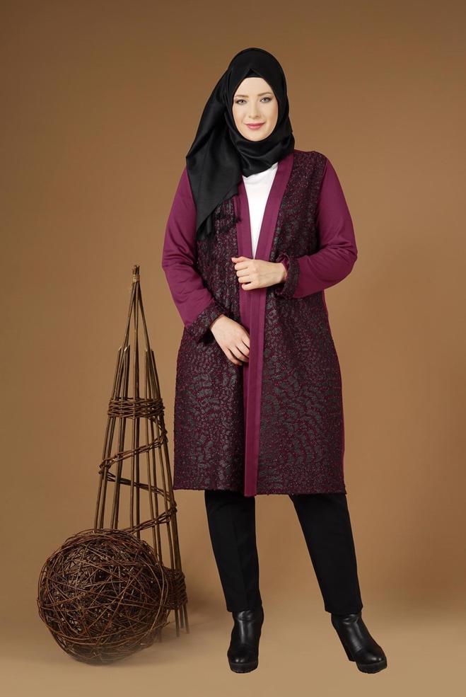Vêtements hijab BEIGE VESTE À DESSINS 4947 - ALVİNA