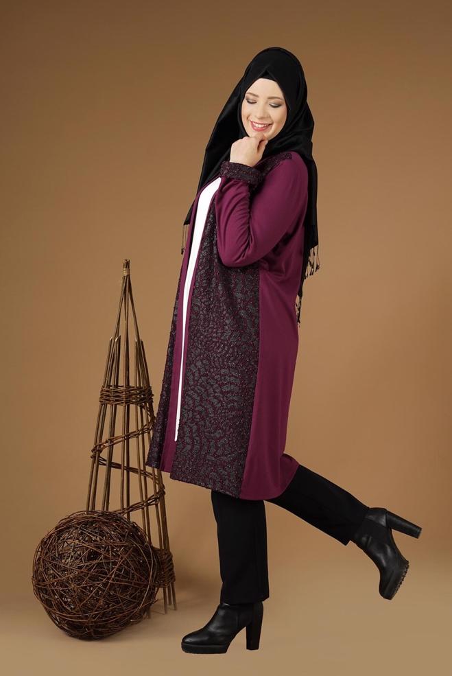 Vêtements hijab BEIGE VESTE À DESSINS 4947 - ALVİNA