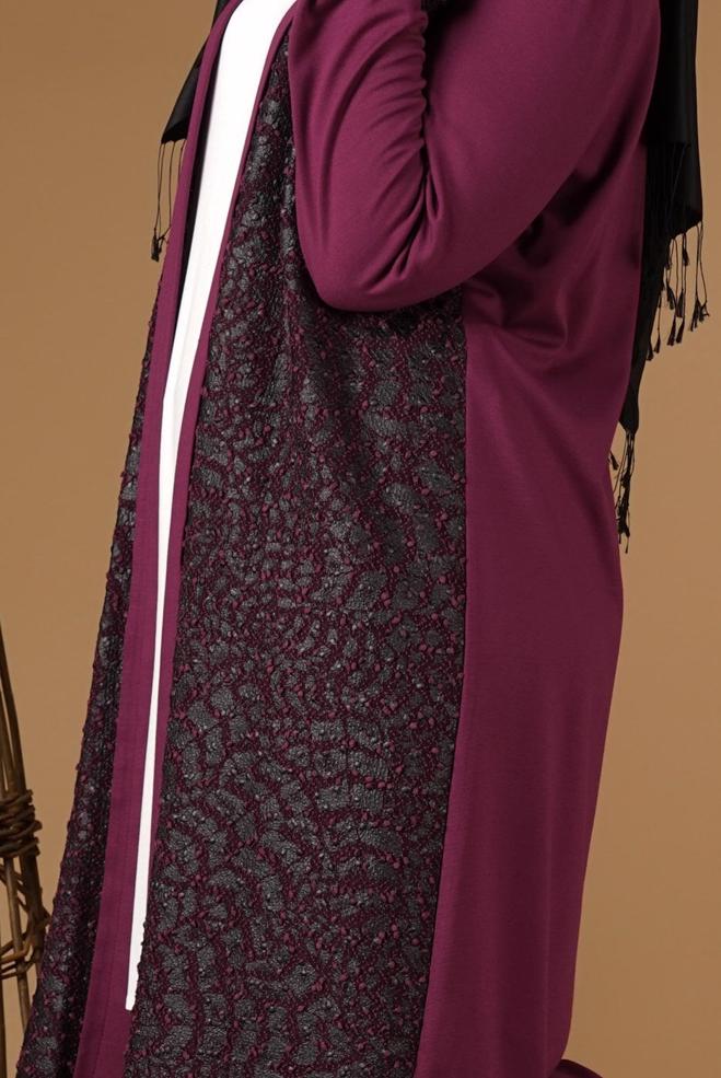 Vêtements hijab BEIGE VESTE À DESSINS 4947 - ALVİNA