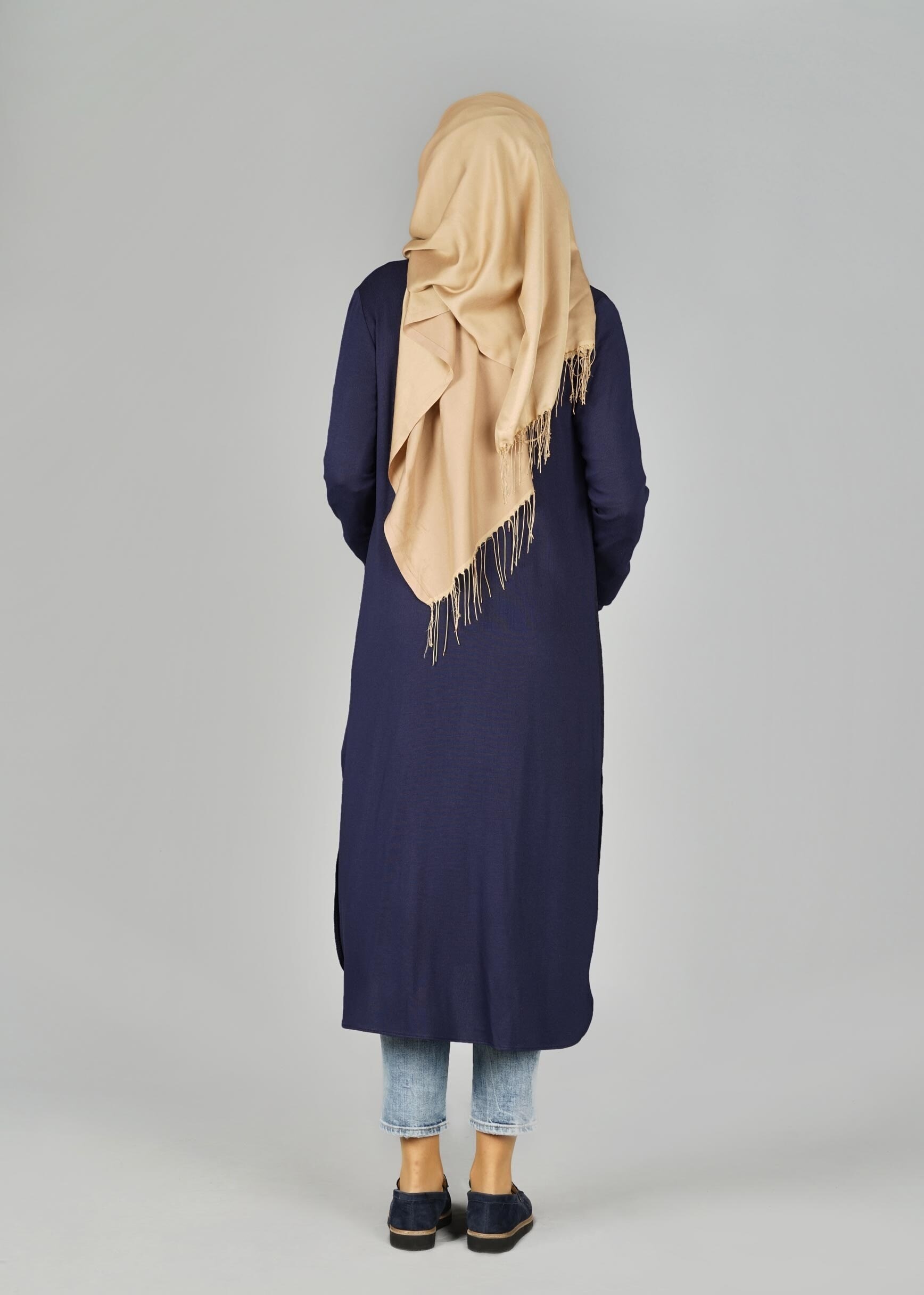 Tesettür giyim LACİVERT DESENLİ HIRKA 4952