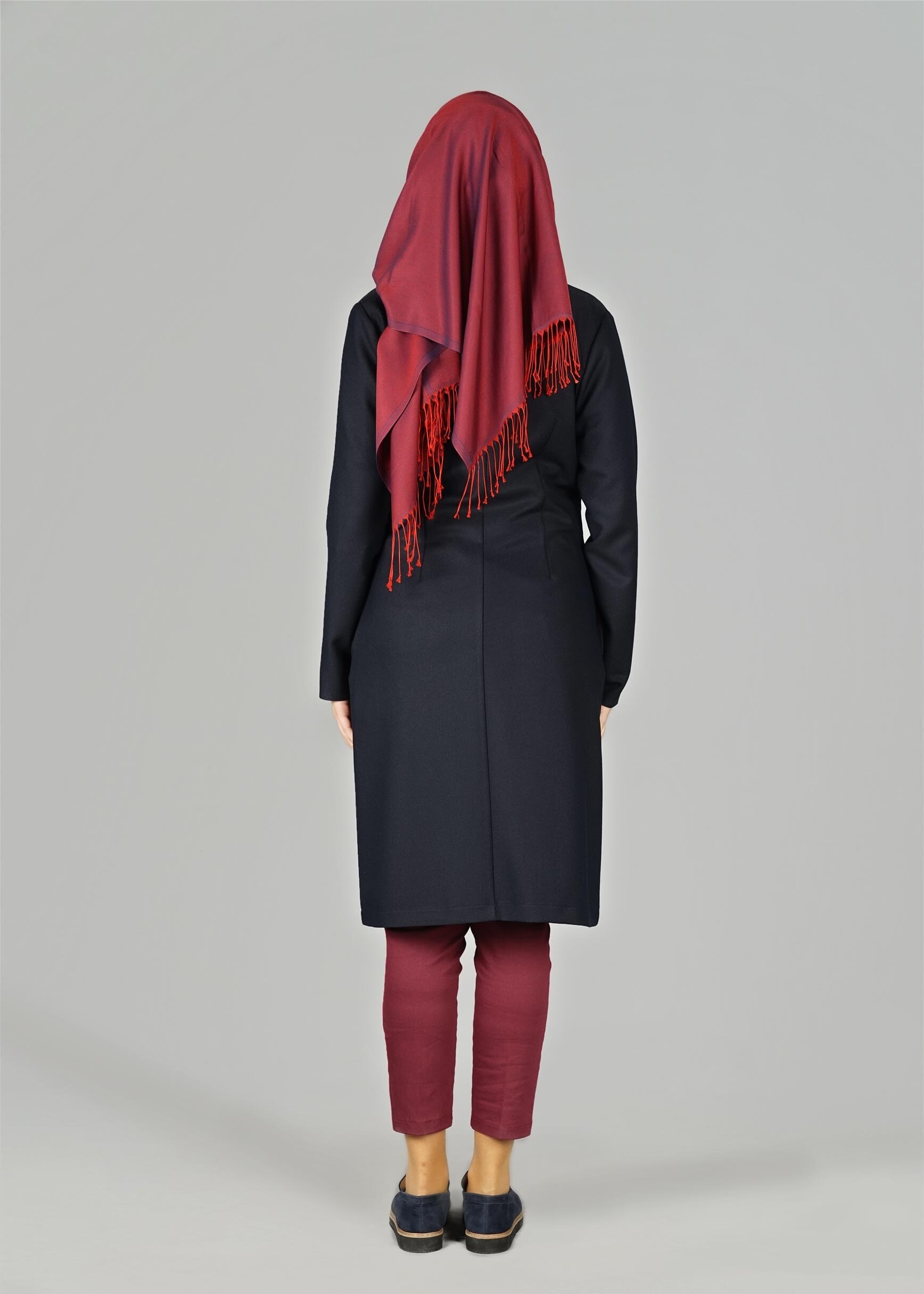 Tesettür giyim LACİVERT GENİŞ YAKA DÜĞMELİ CEKET 4953