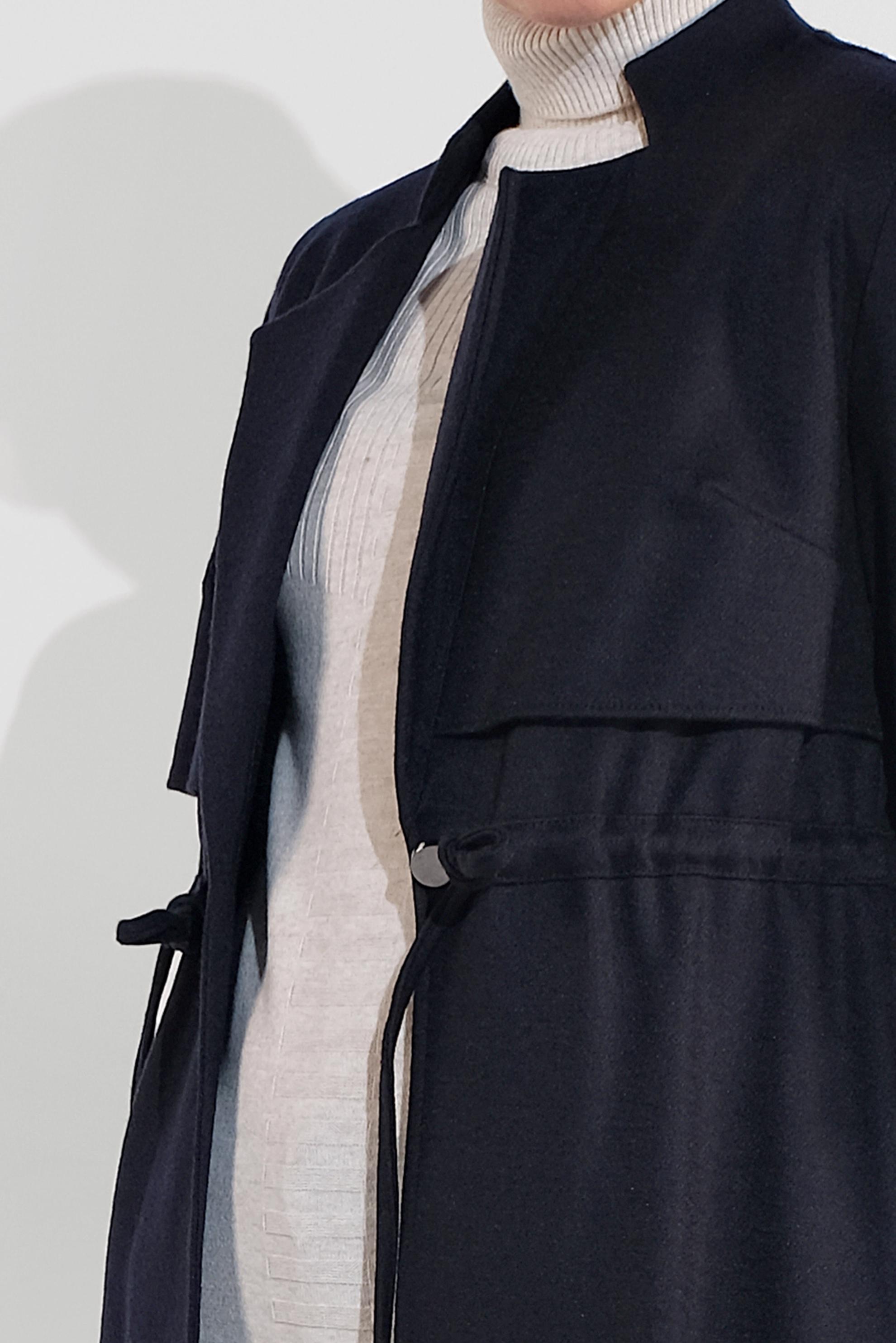 Tesettür giyim LACİVERT BELİ BAĞCIKLI KEÇE CEKET 4975 