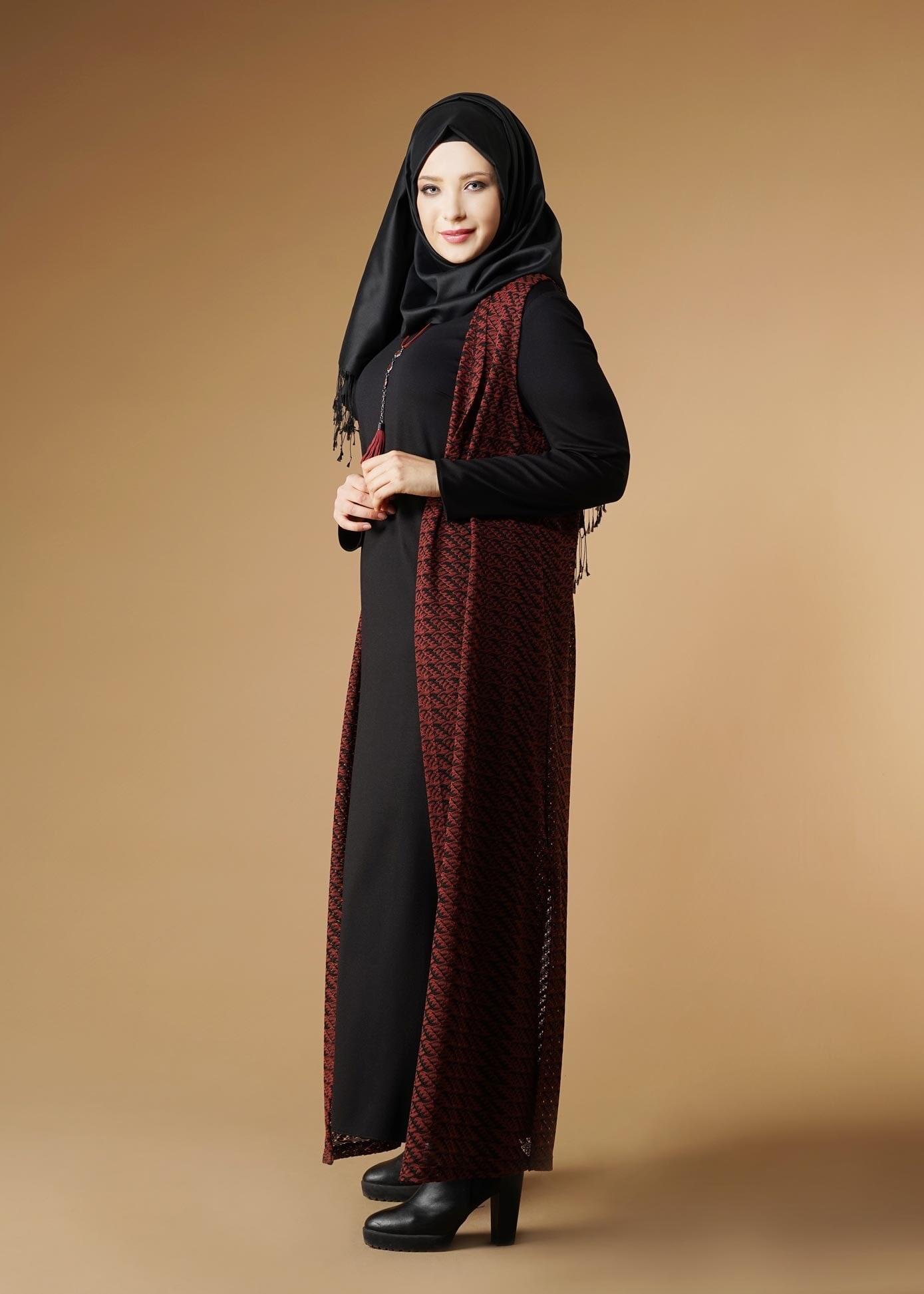 Tesettür giyim TURUNCU 2647 2&prime;Lİ ELBİSE