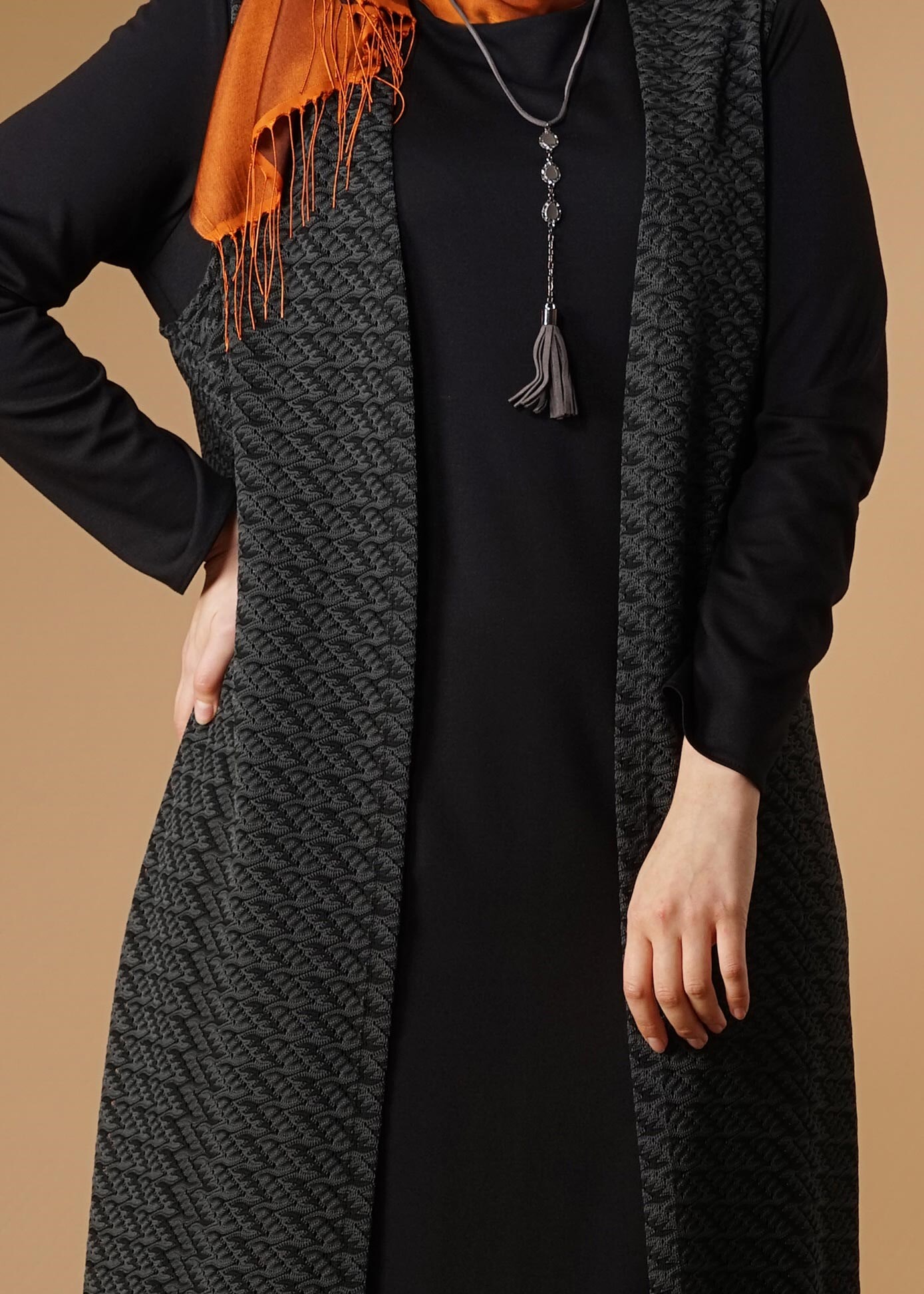 Tesettür giyim GRİ 2647 2′Lİ ELBİSE