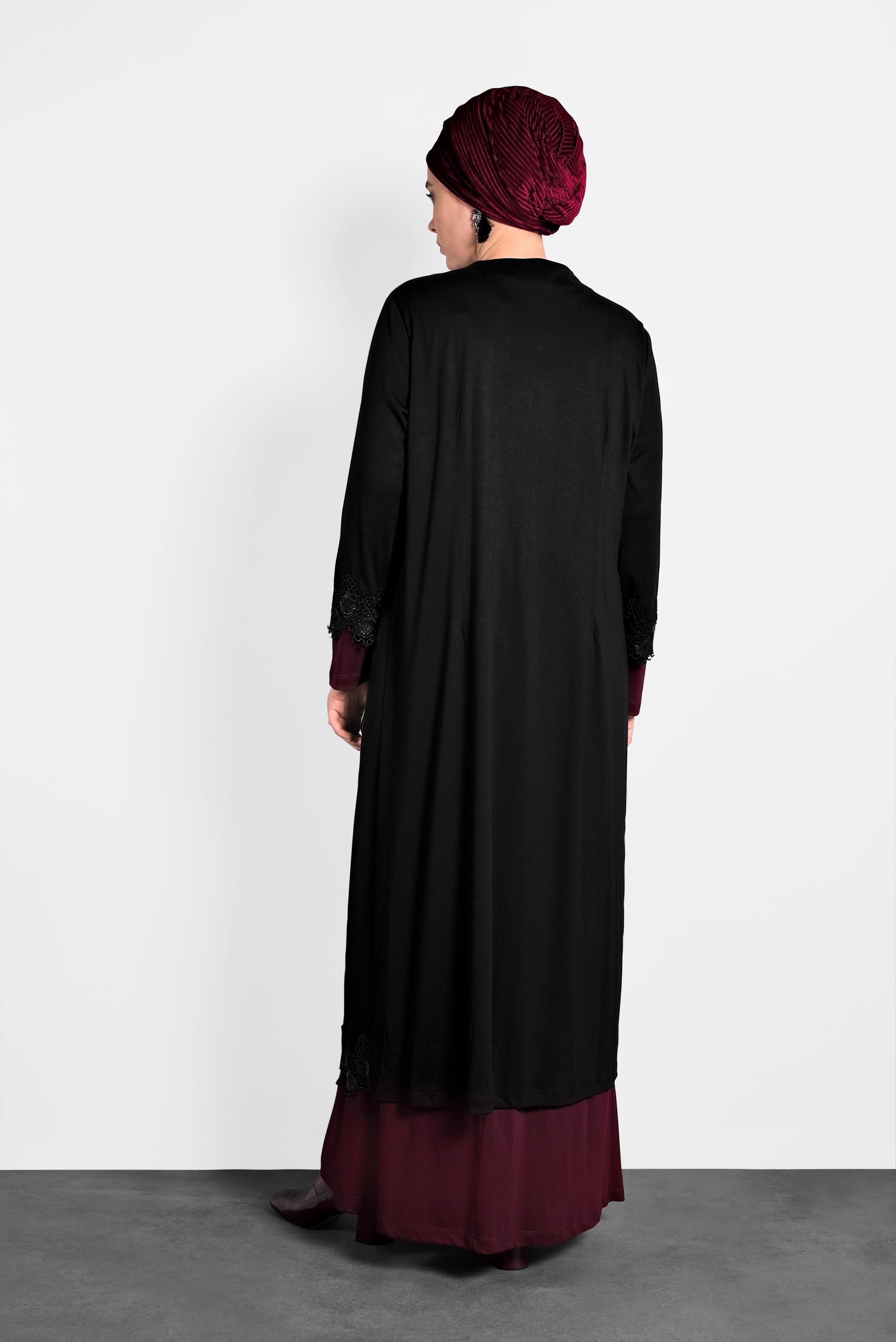 Vêtements hijab ROUGE BORDEAUX ROBE À GUIPURES 2657 