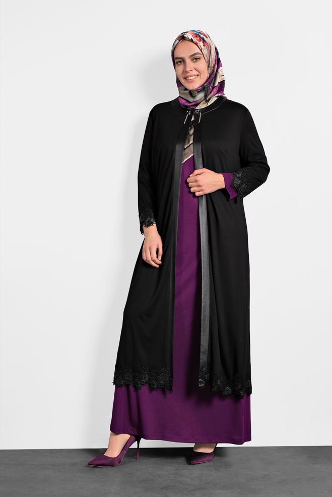 Hijab clothing PURPLE LACY DRESS 2657  - ALVİNA