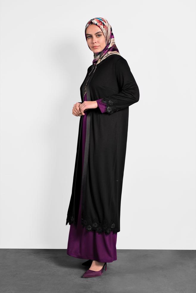 Hijab clothing PURPLE LACY DRESS 2657  - ALVİNA