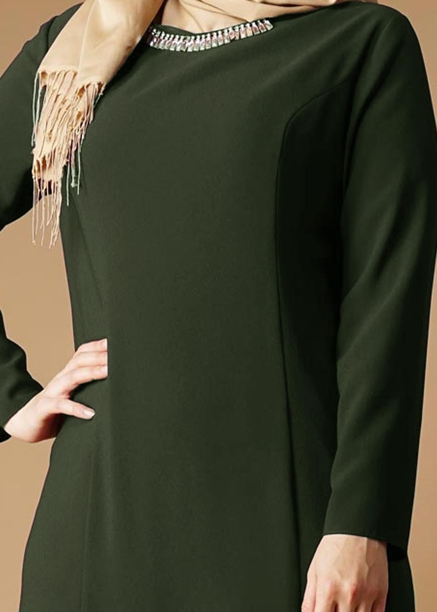 Tesettür giyim YEŞİL 2658 ELBİSE