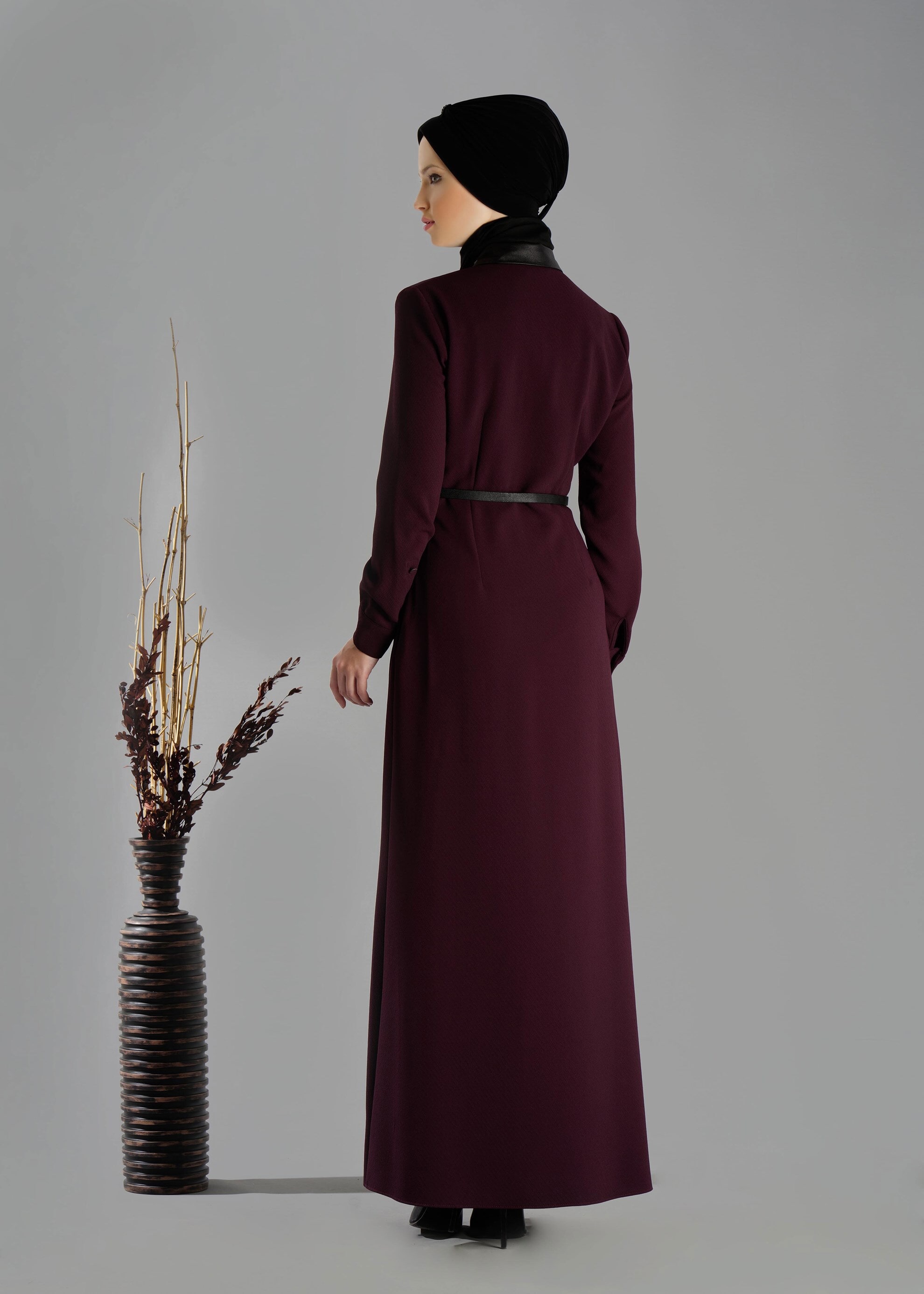 Tesettür giyim MÜRDÜM CEP DETAYLI DÜĞMELİ ELBİSE 4703 