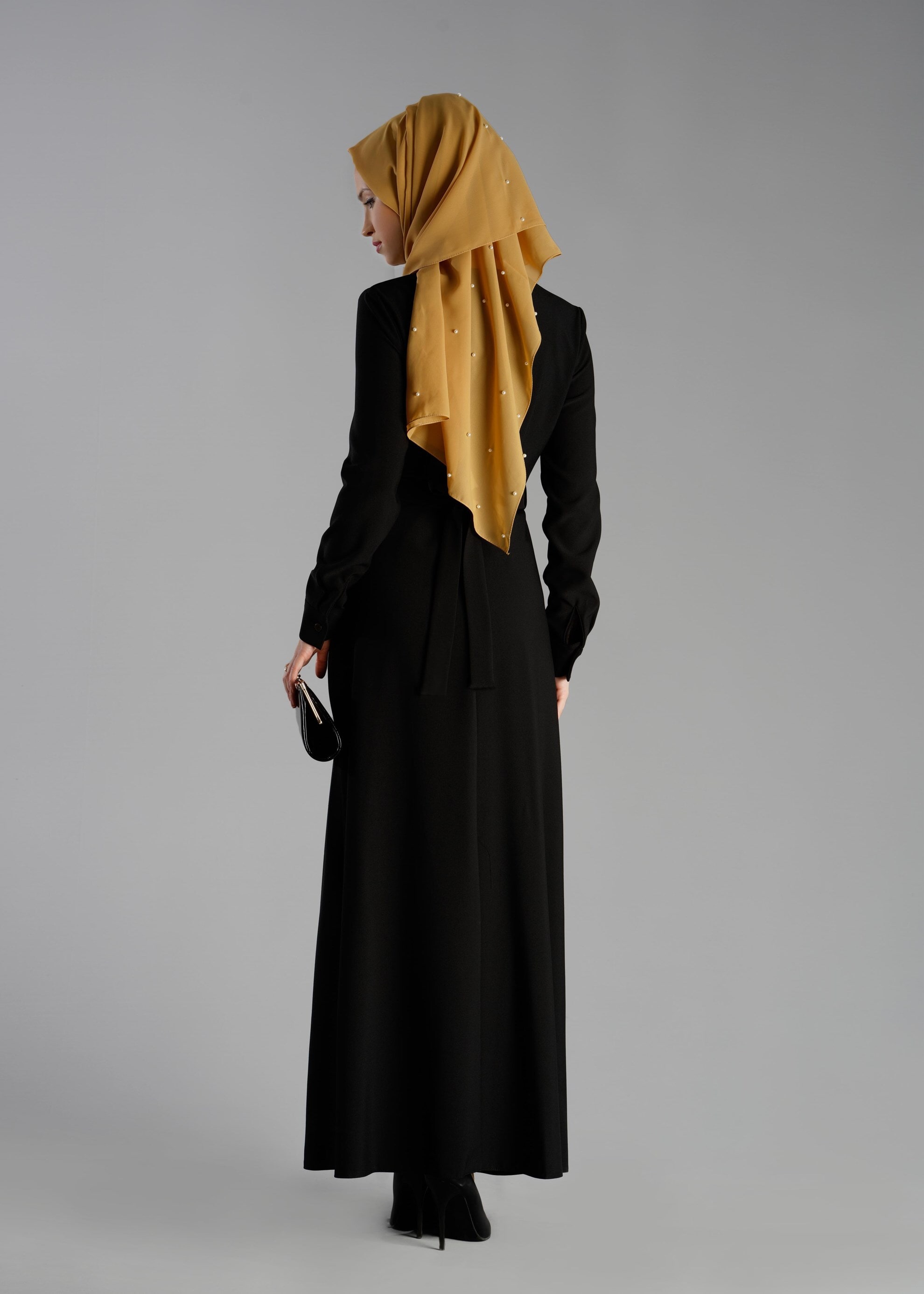 Tesettür giyim SİYAH 4704 ELBİSE