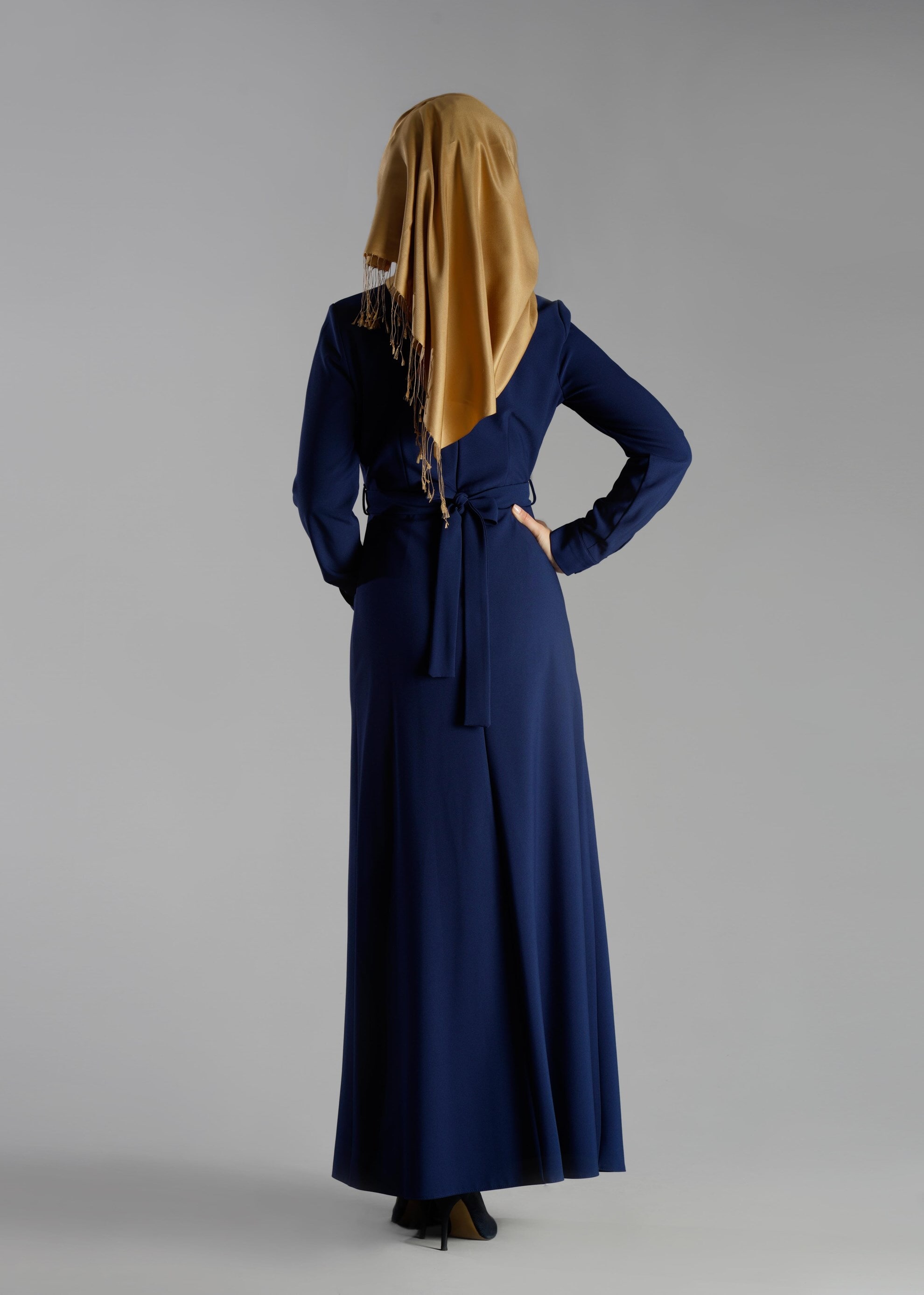 Tesettür giyim LACİVERT 4704 ELBİSE