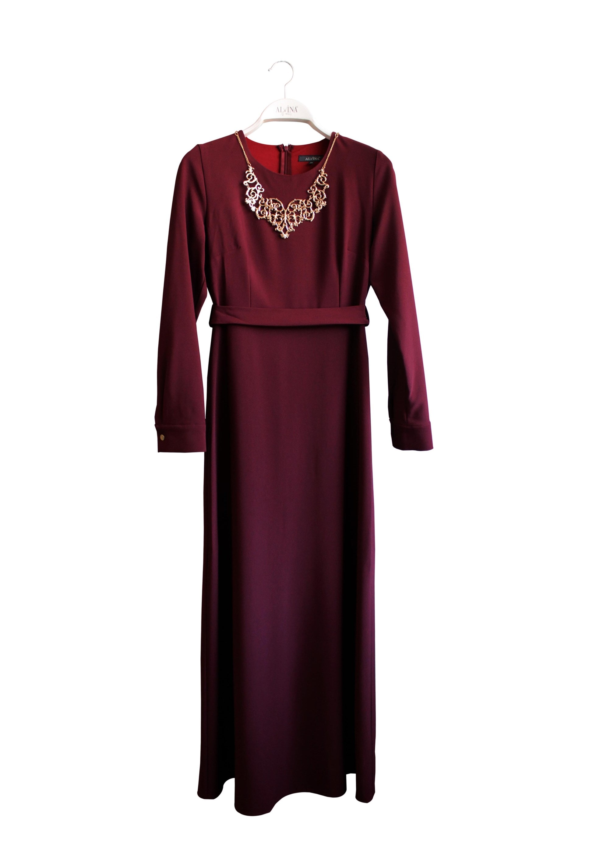 Tesettür giyim BORDO 4704 ELBİSE