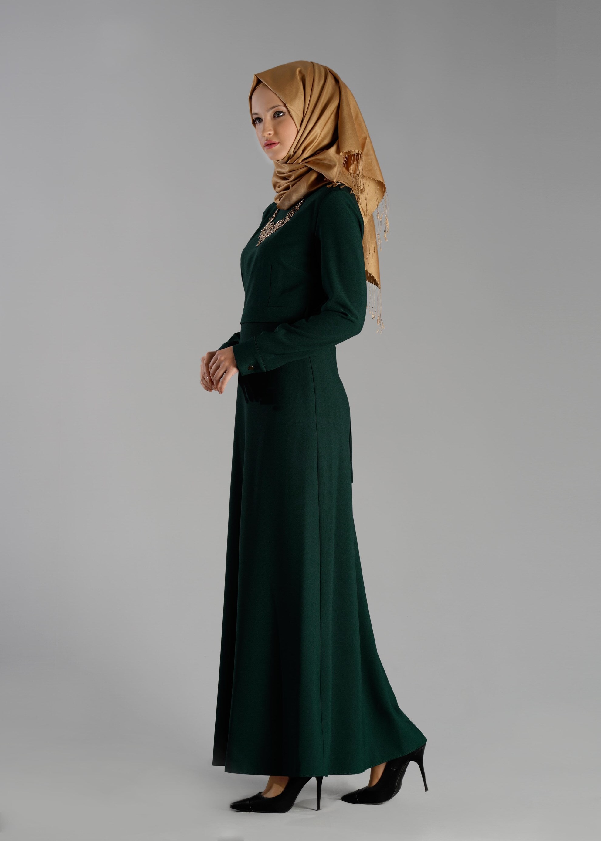 Tesettür giyim YEŞİL 4704 ELBİSE
