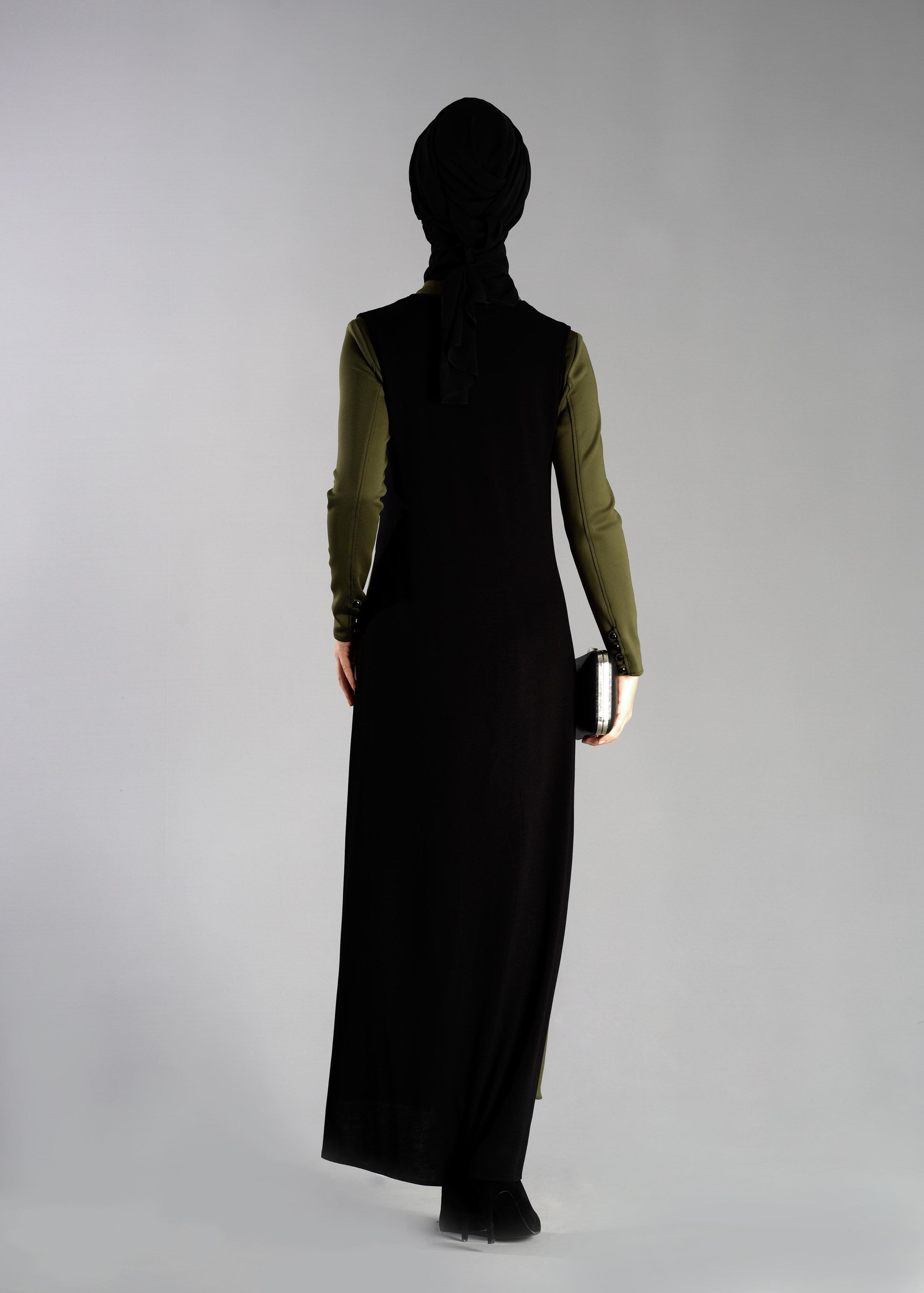 Tesettür giyim HAKİ 4766 ELBİSE