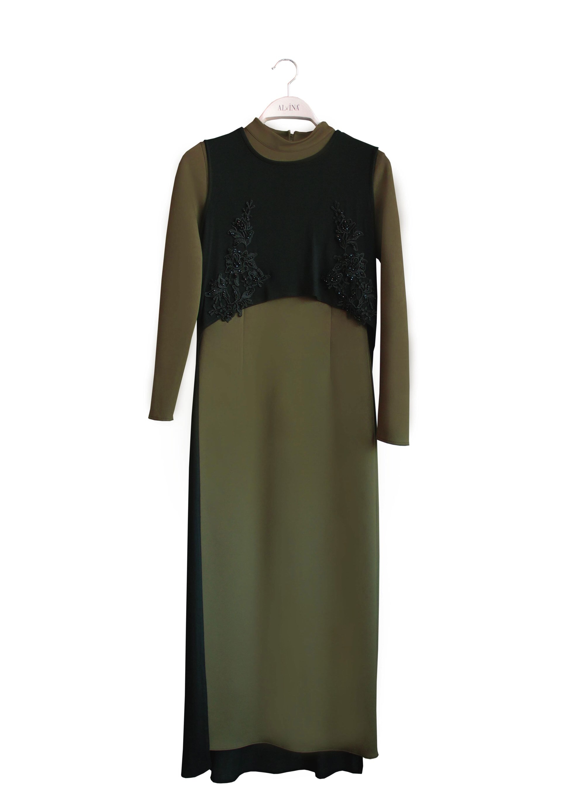 Tesettür giyim HAKİ 4766 ELBİSE