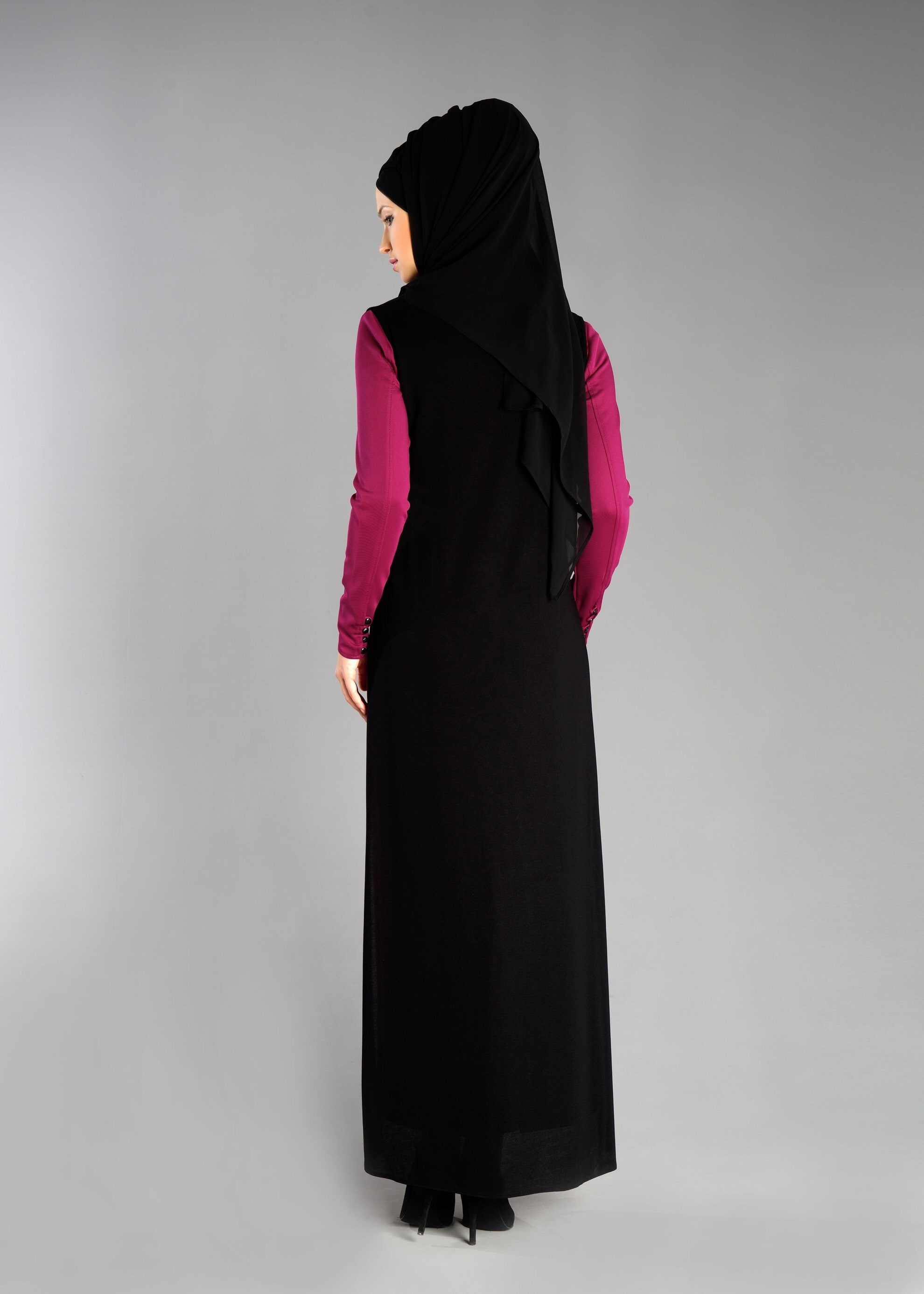 Tesettür giyim FUŞYA 4766 ELBİSE