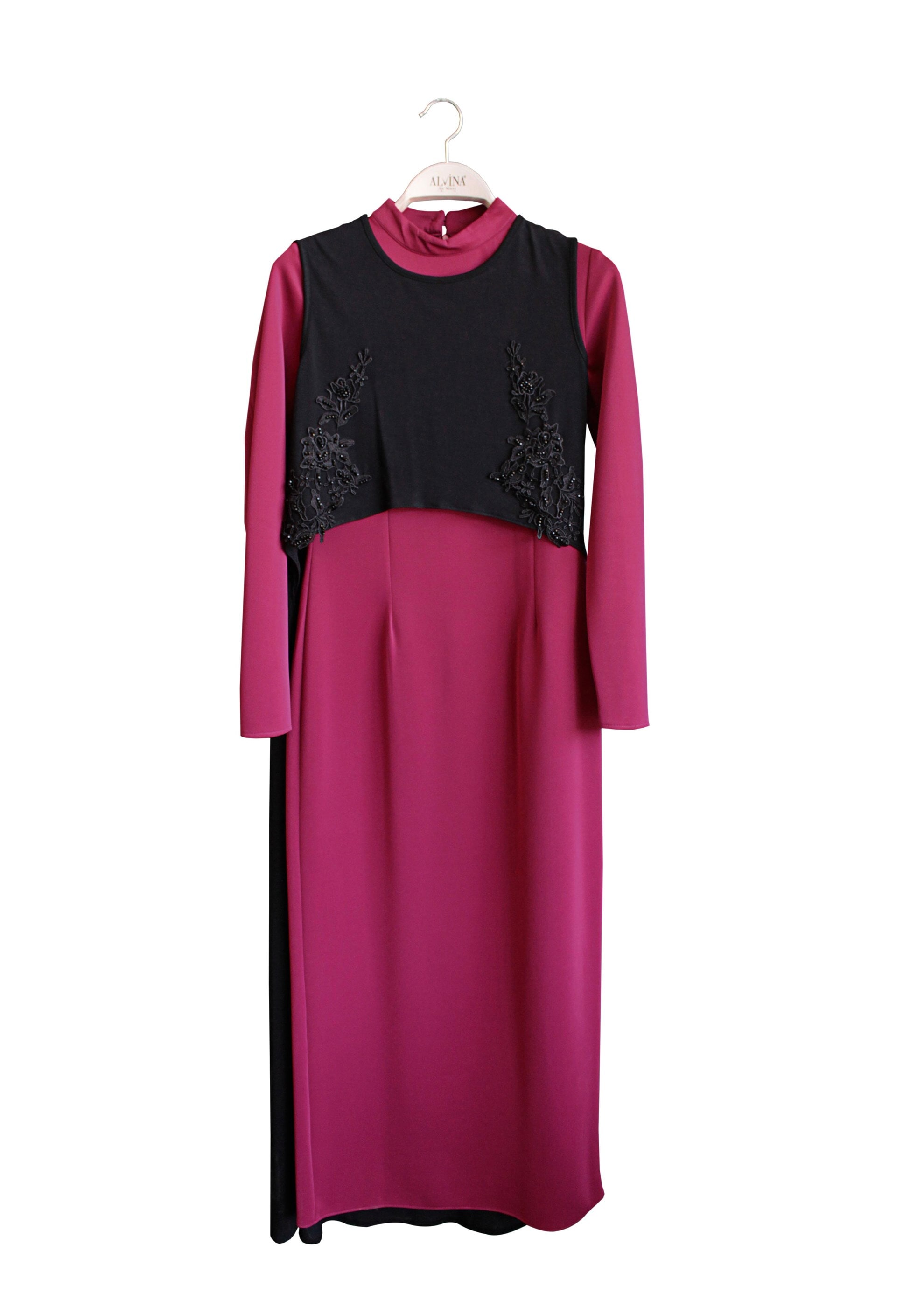 Tesettür giyim FUŞYA 4766 ELBİSE