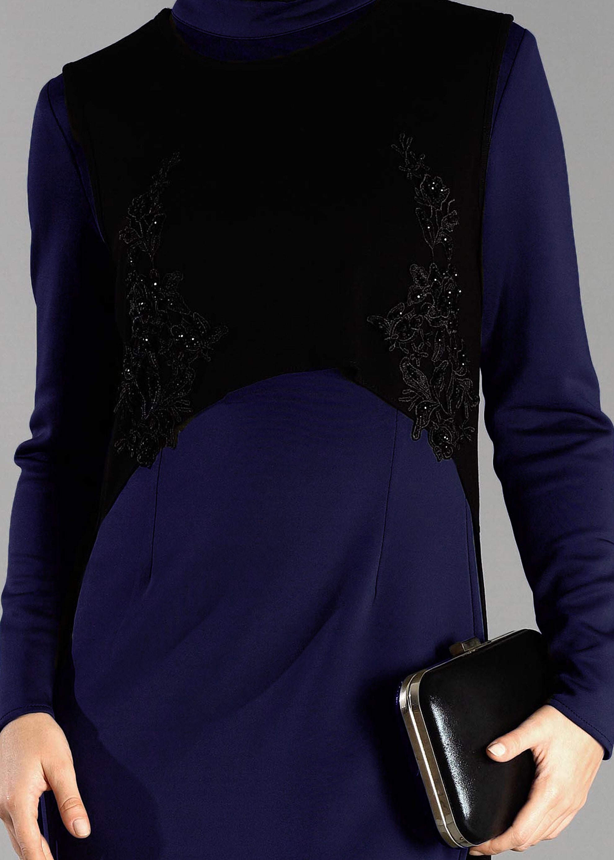 Tesettür giyim LACİVERT 4766 ELBİSE