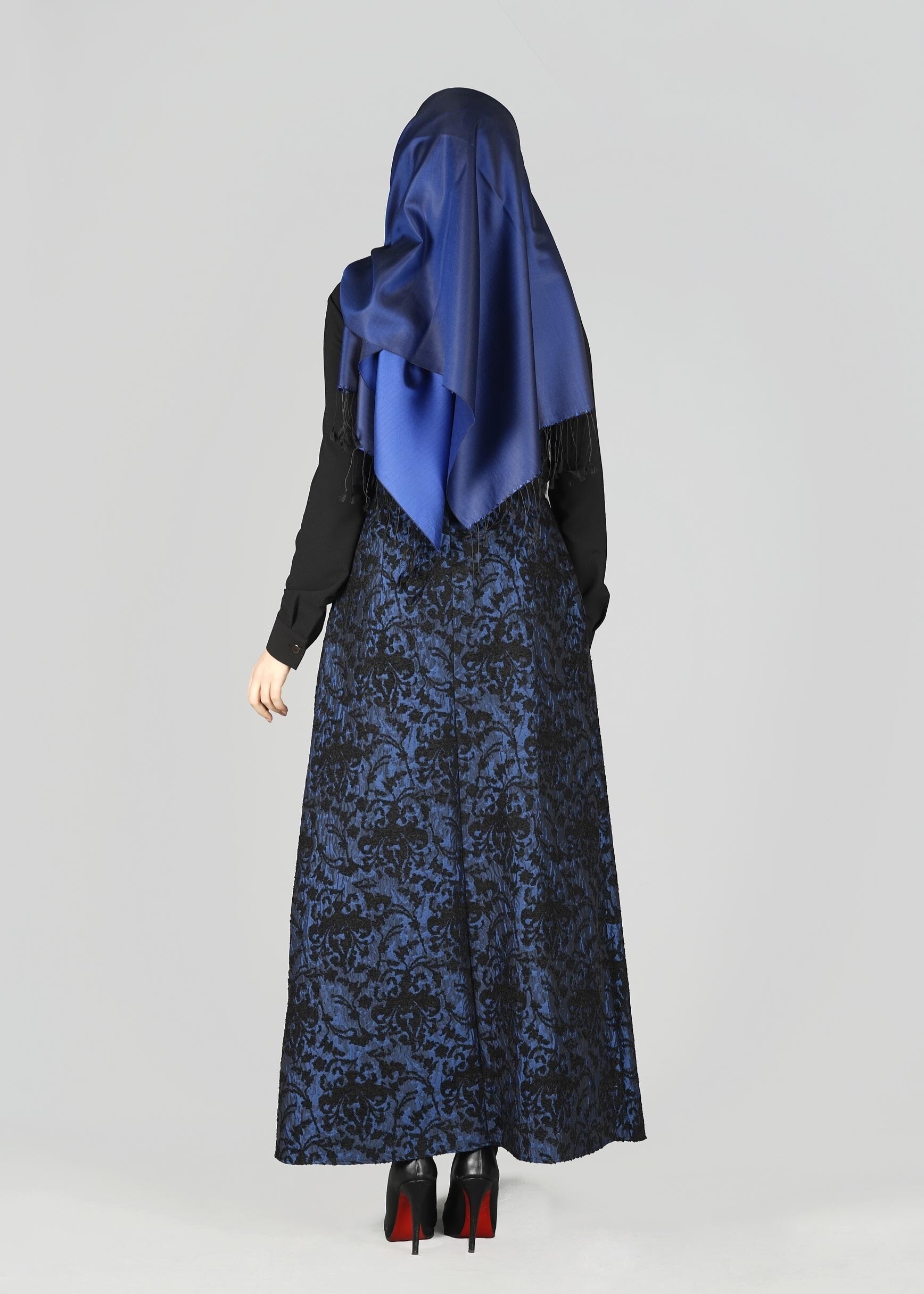 Tesettür giyim LACİVERT GÜPÜRLÜ ELBİSE 4795 