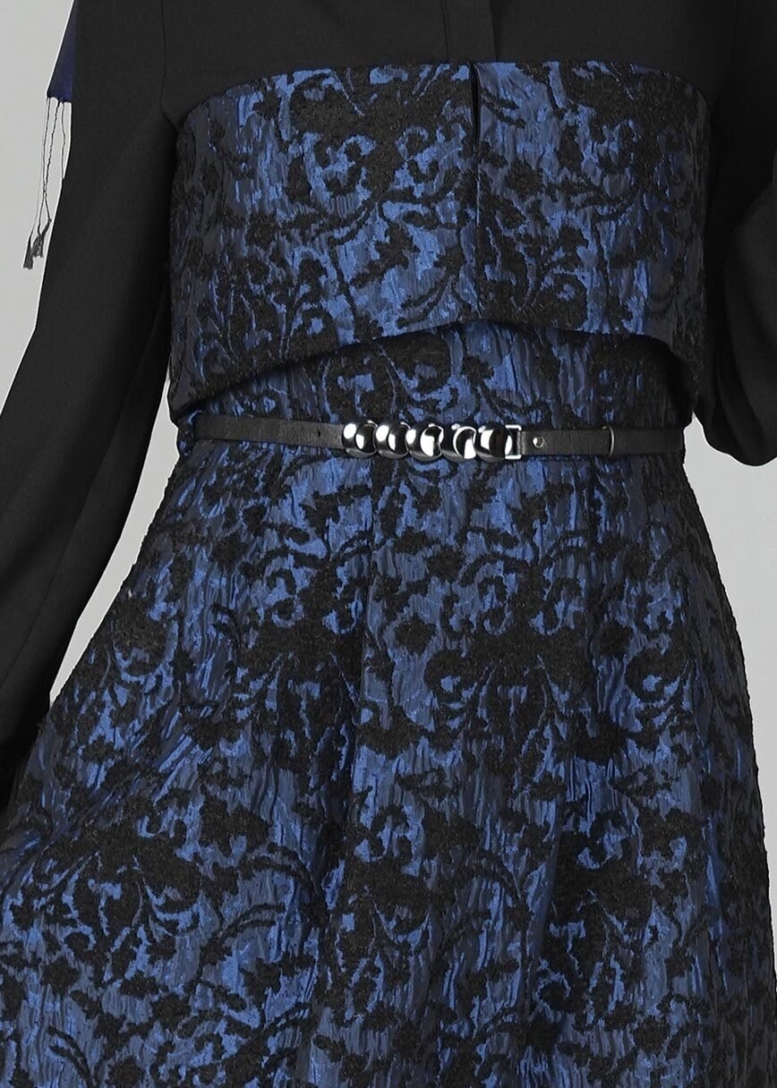 Tesettür giyim LACİVERT GÜPÜRLÜ ELBİSE 4795 