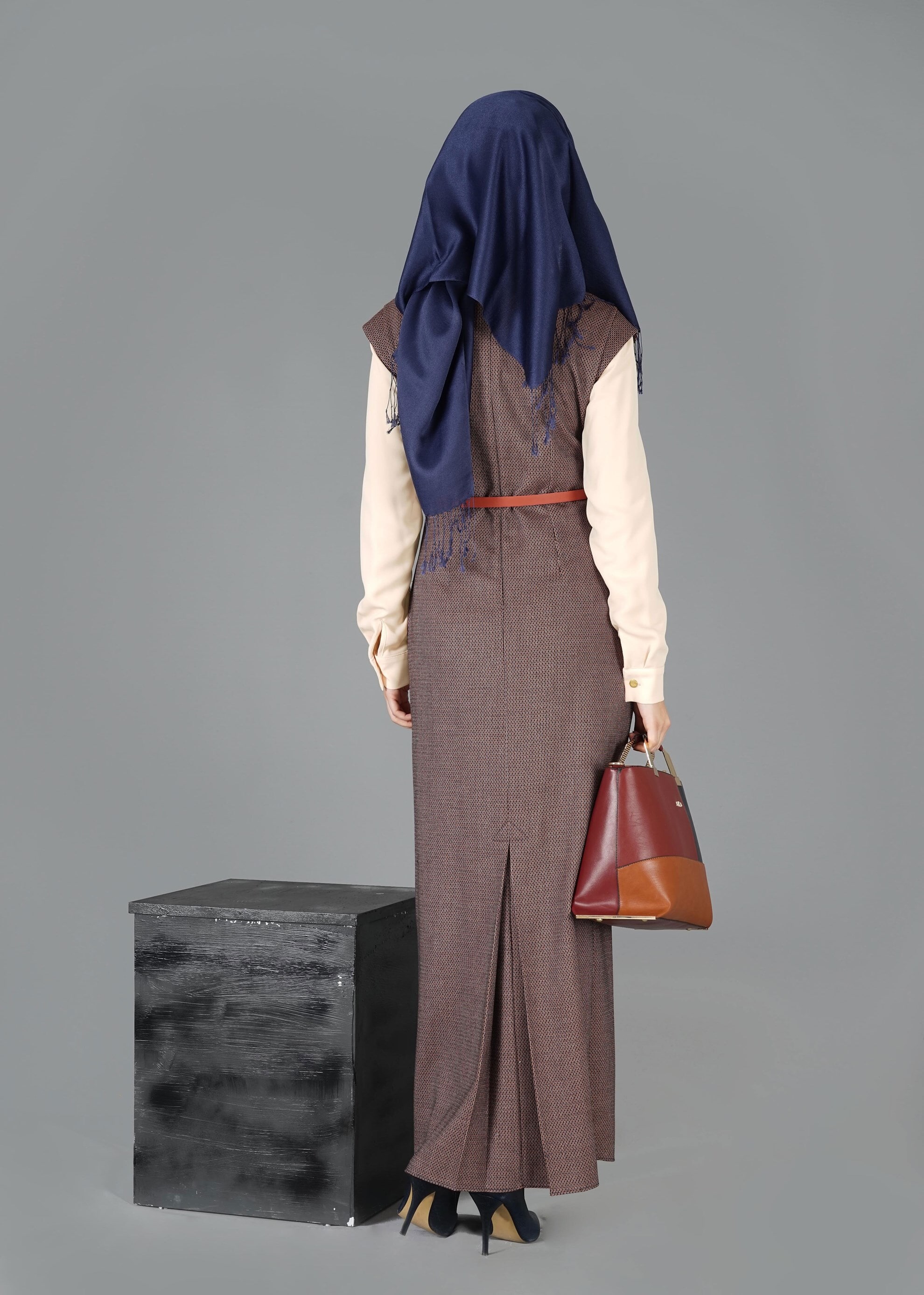 Tesettür giyim TURUNCU 4798 ELBİSE