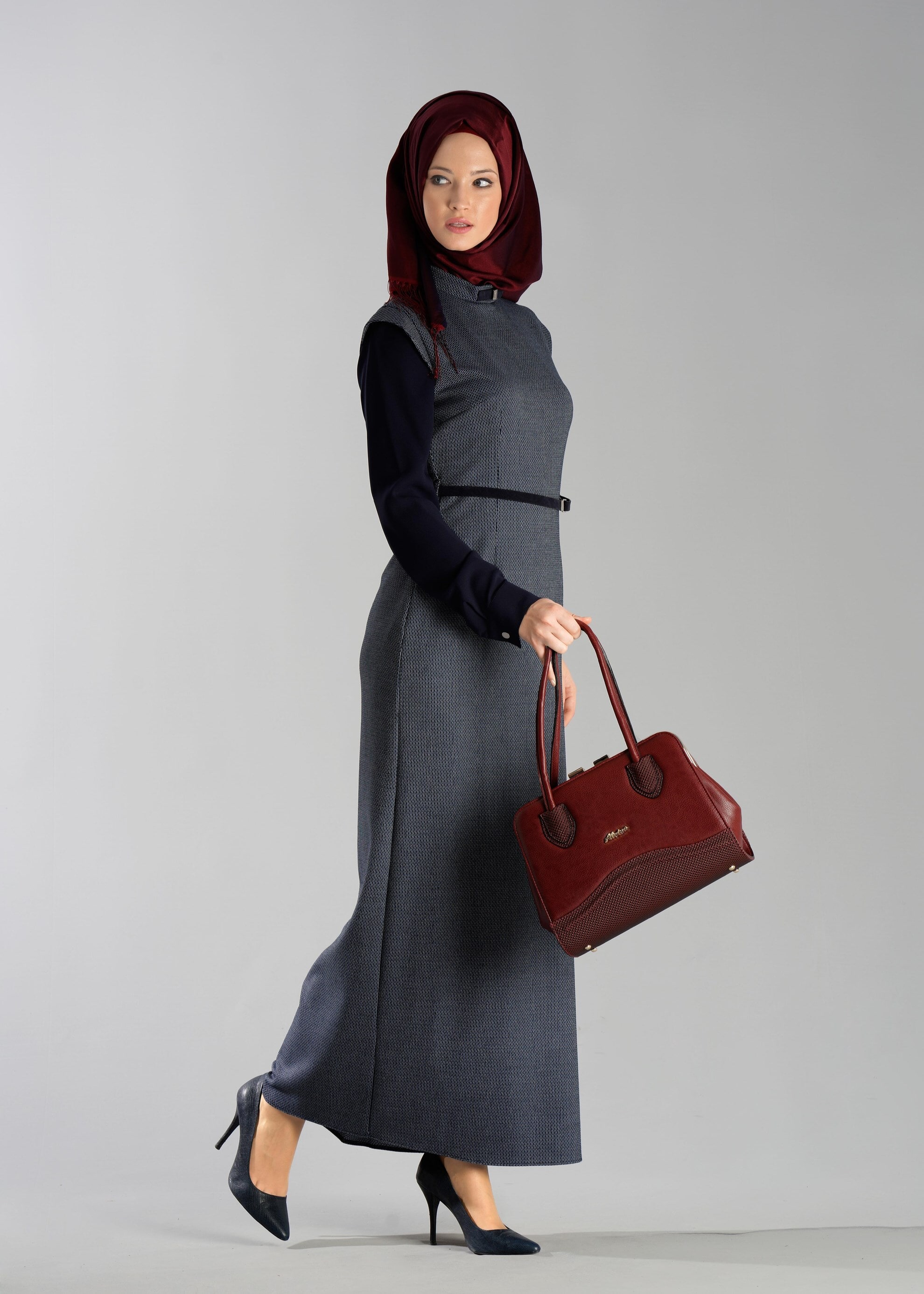 Tesettür giyim LACİVERT 4798 ELBİSE