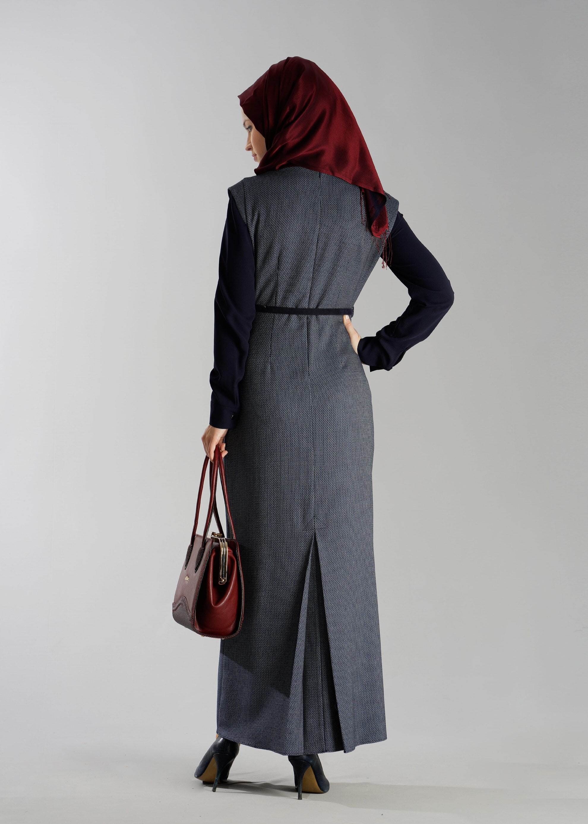 Tesettür giyim LACİVERT 4798 ELBİSE