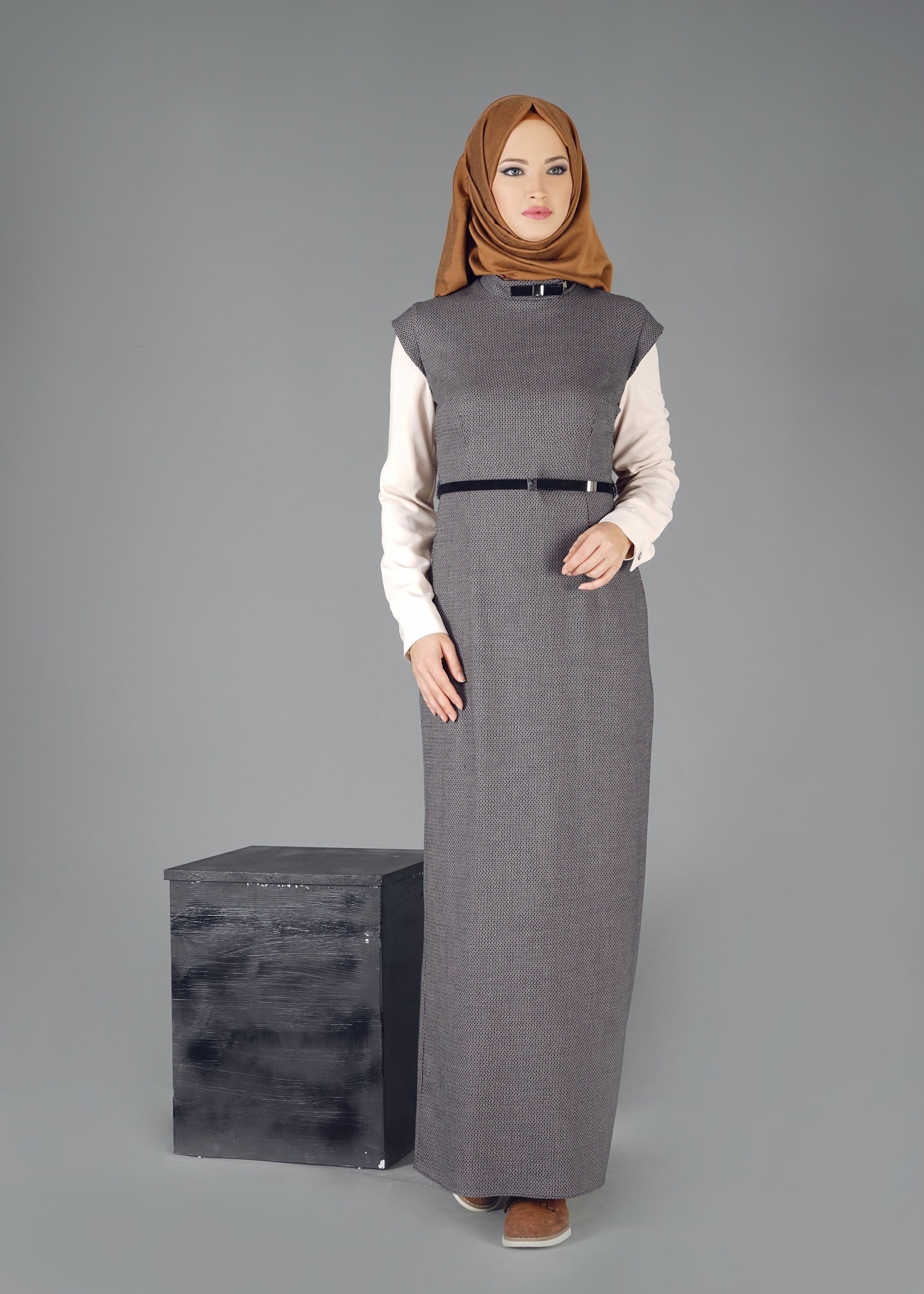 Tesettür giyim LACİVERT 4798 ELBİSE