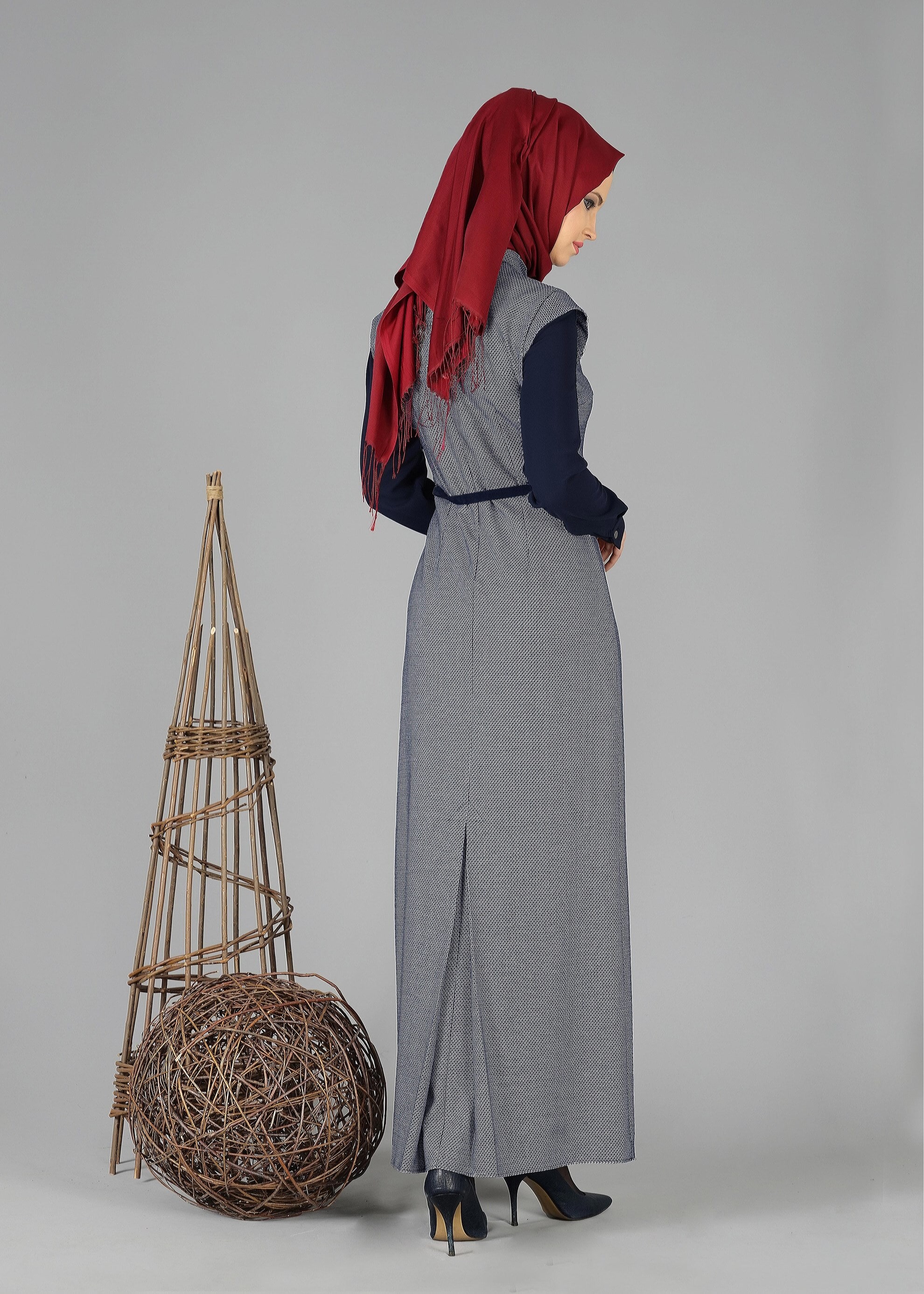 Tesettür giyim LACİVERT 4798 ELBİSE