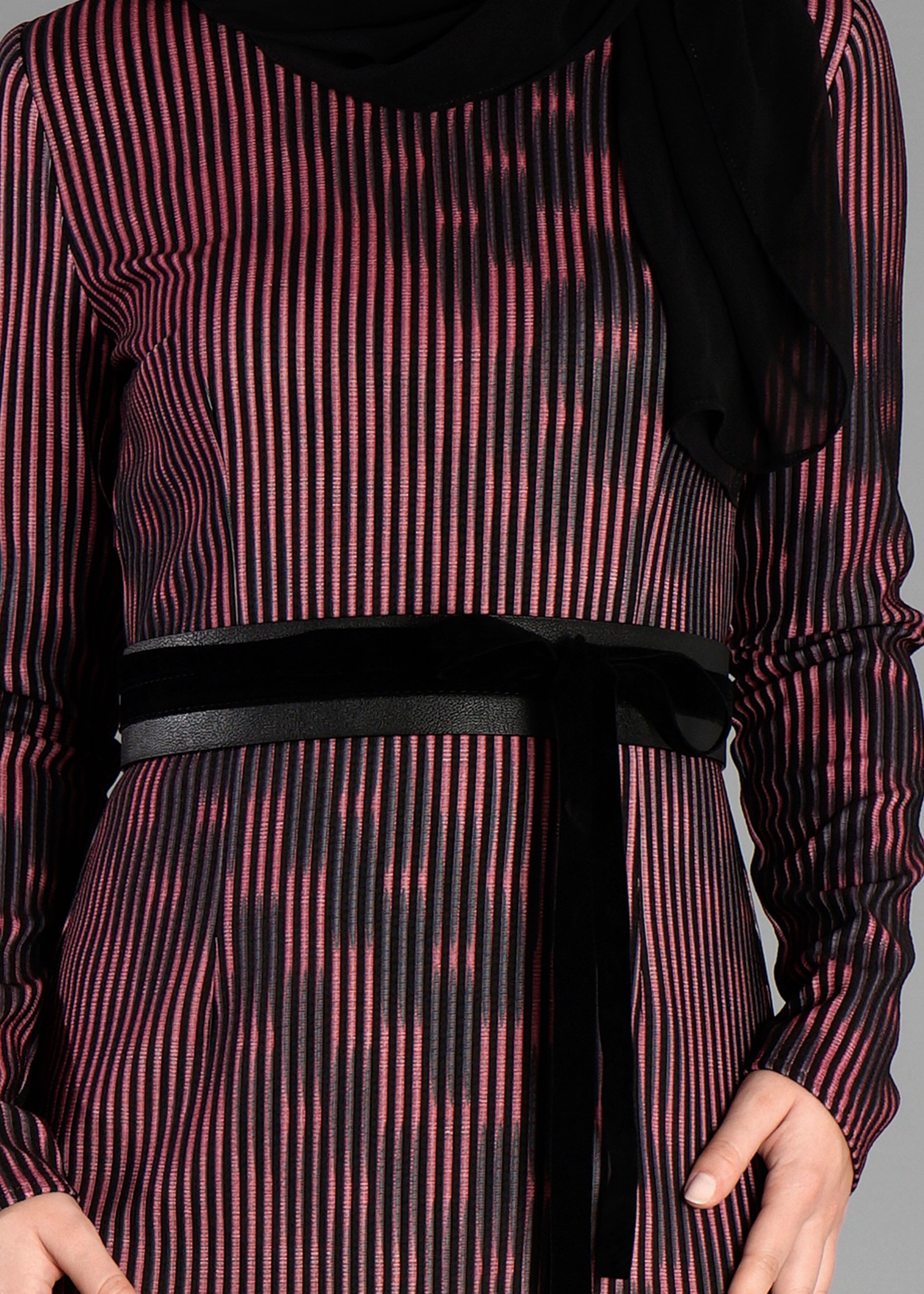 Tesettür giyim MÜRDÜM DESENLİ ELBİSE 4847 