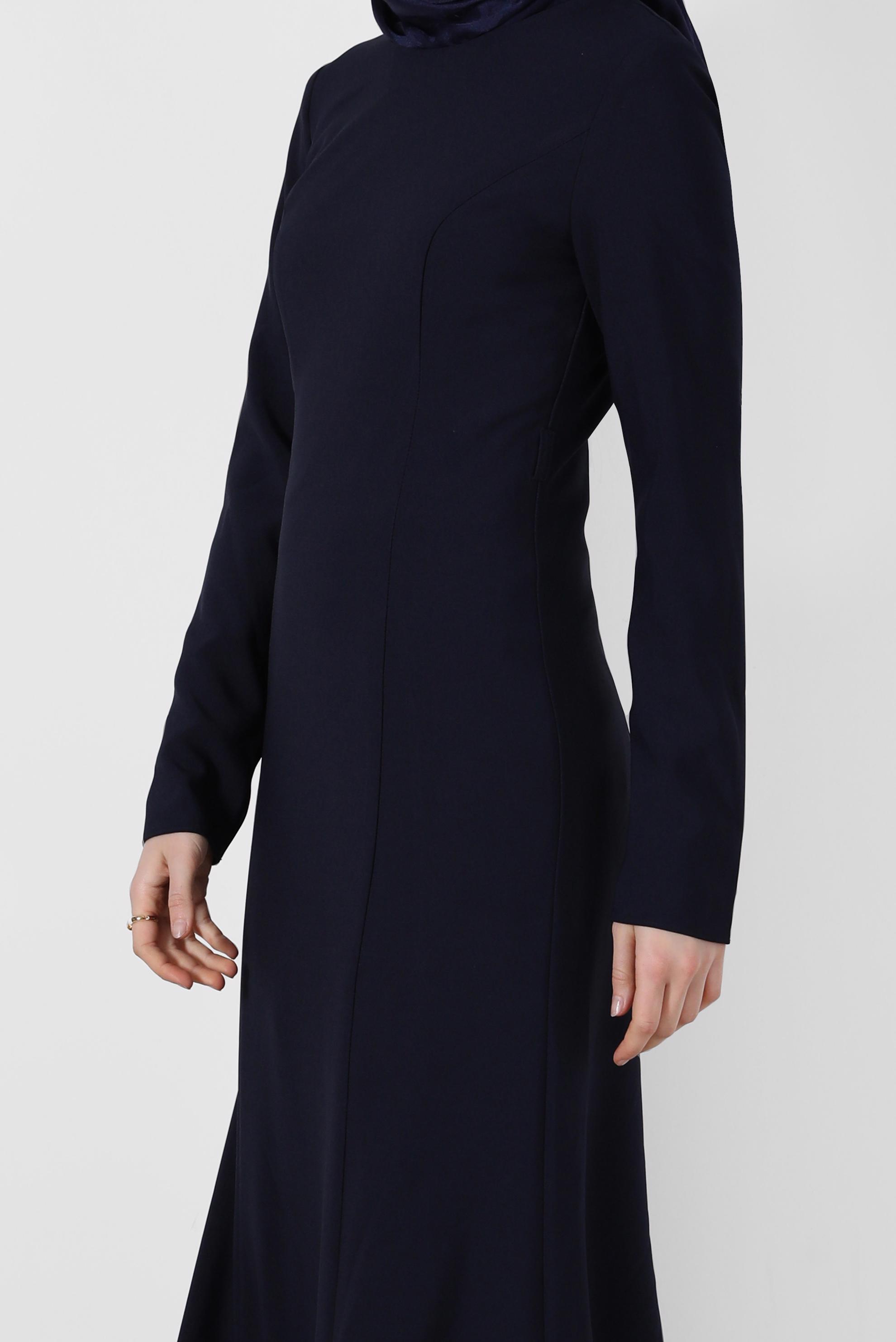 Tesettür giyim LACİVERT PARÇALI BALIK ELBİSE 4882 