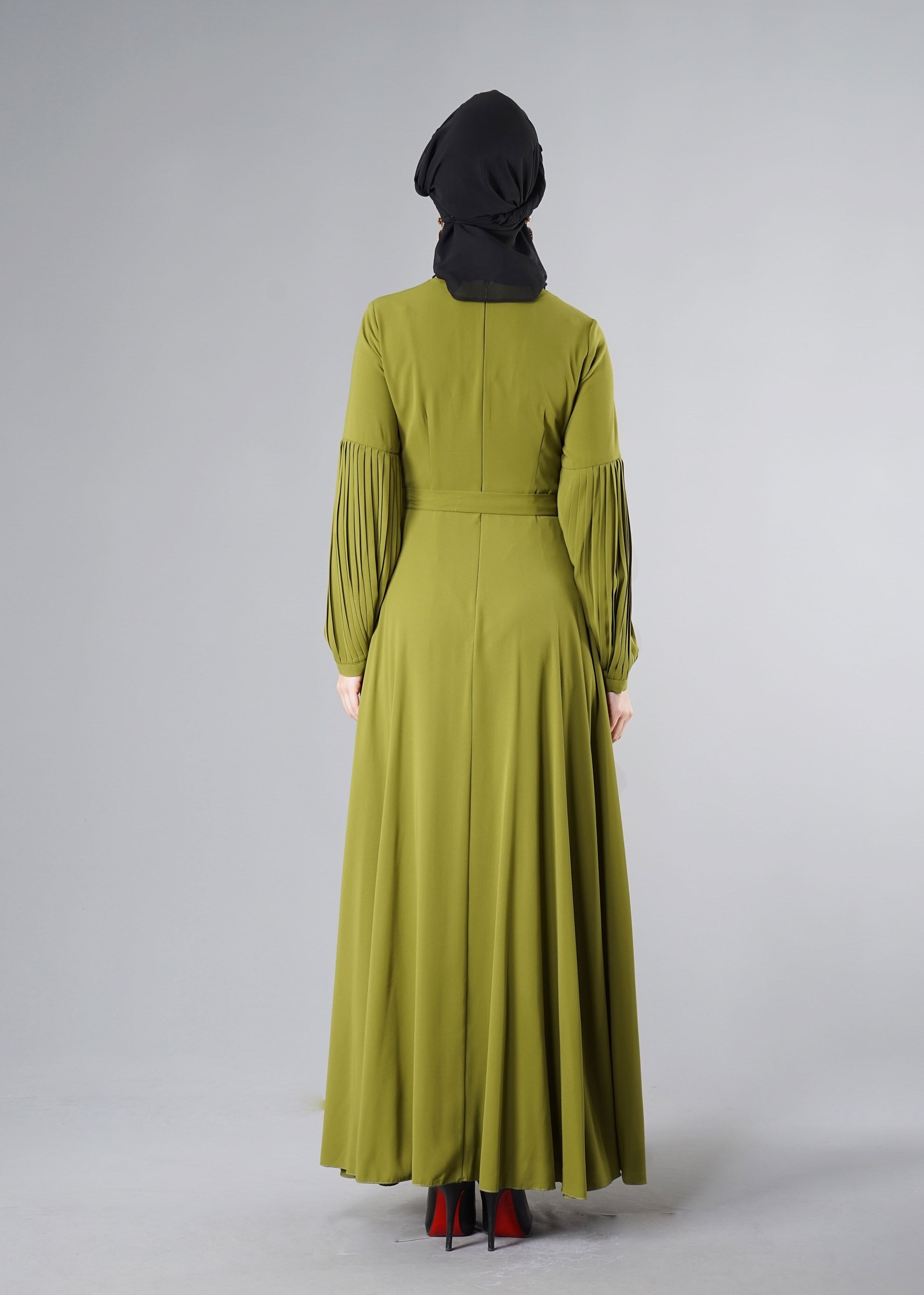 Tesettür giyim YEŞİL 4883 ELBİSE