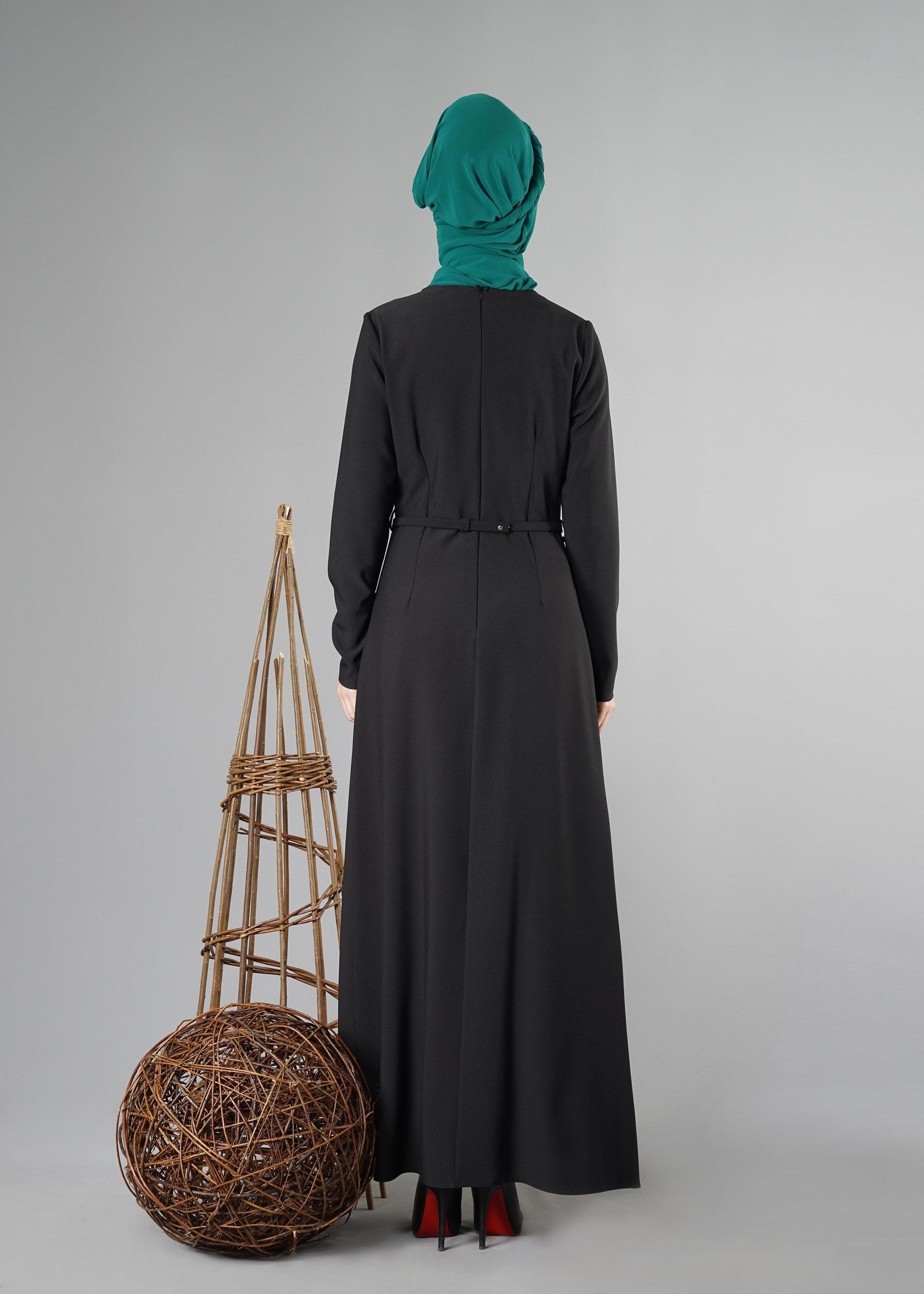 Tesettür giyim SİYAH KLASİK ELBİSE 4935 