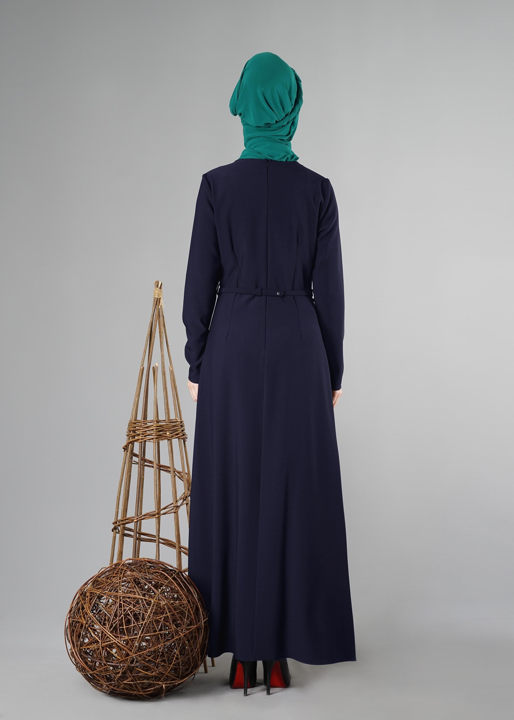 Tesettür giyim LACİVERT KLASİK ELBİSE 4935 