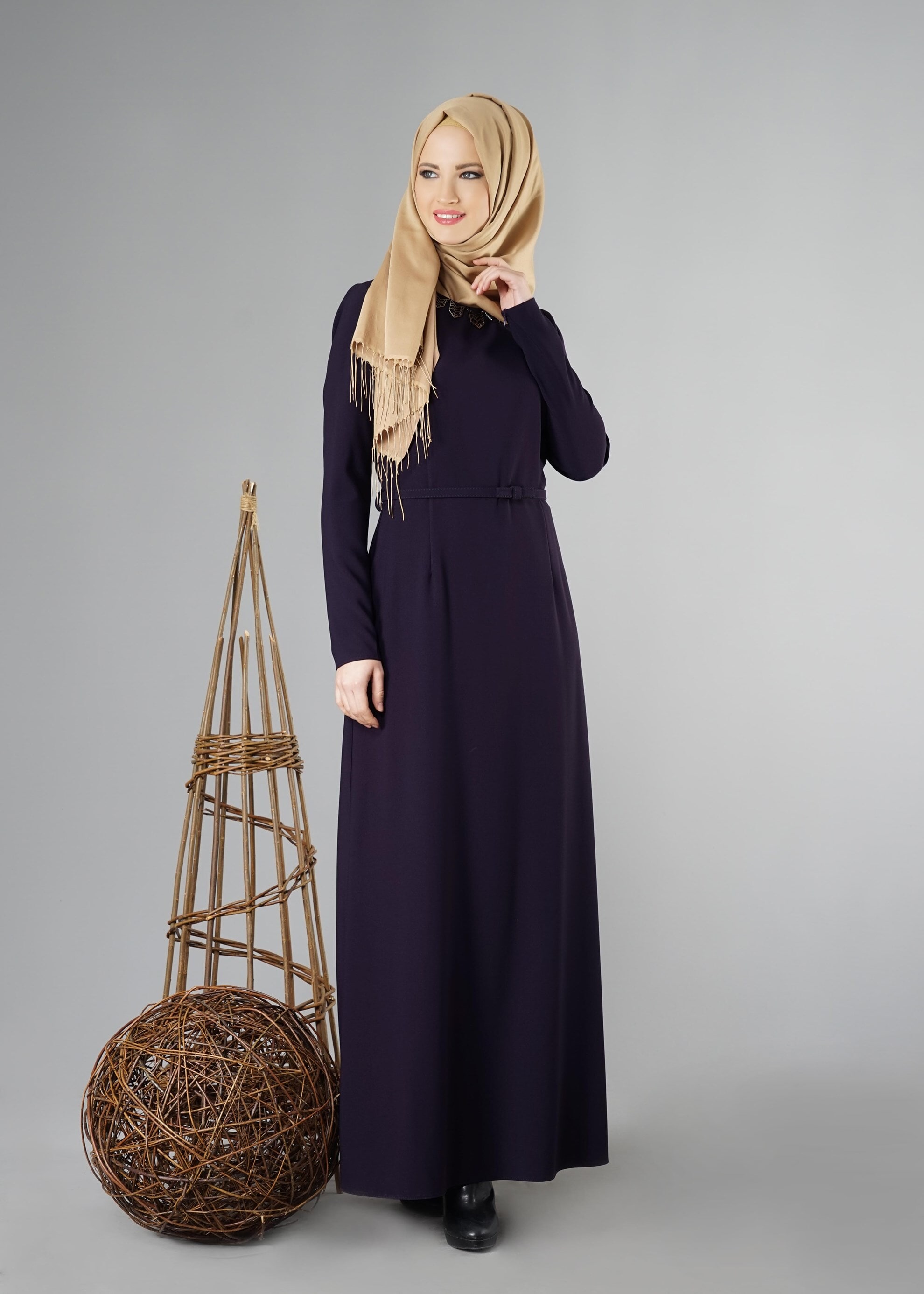 Tesettür giyim MÜRDÜM KLASİK ELBİSE 4935 