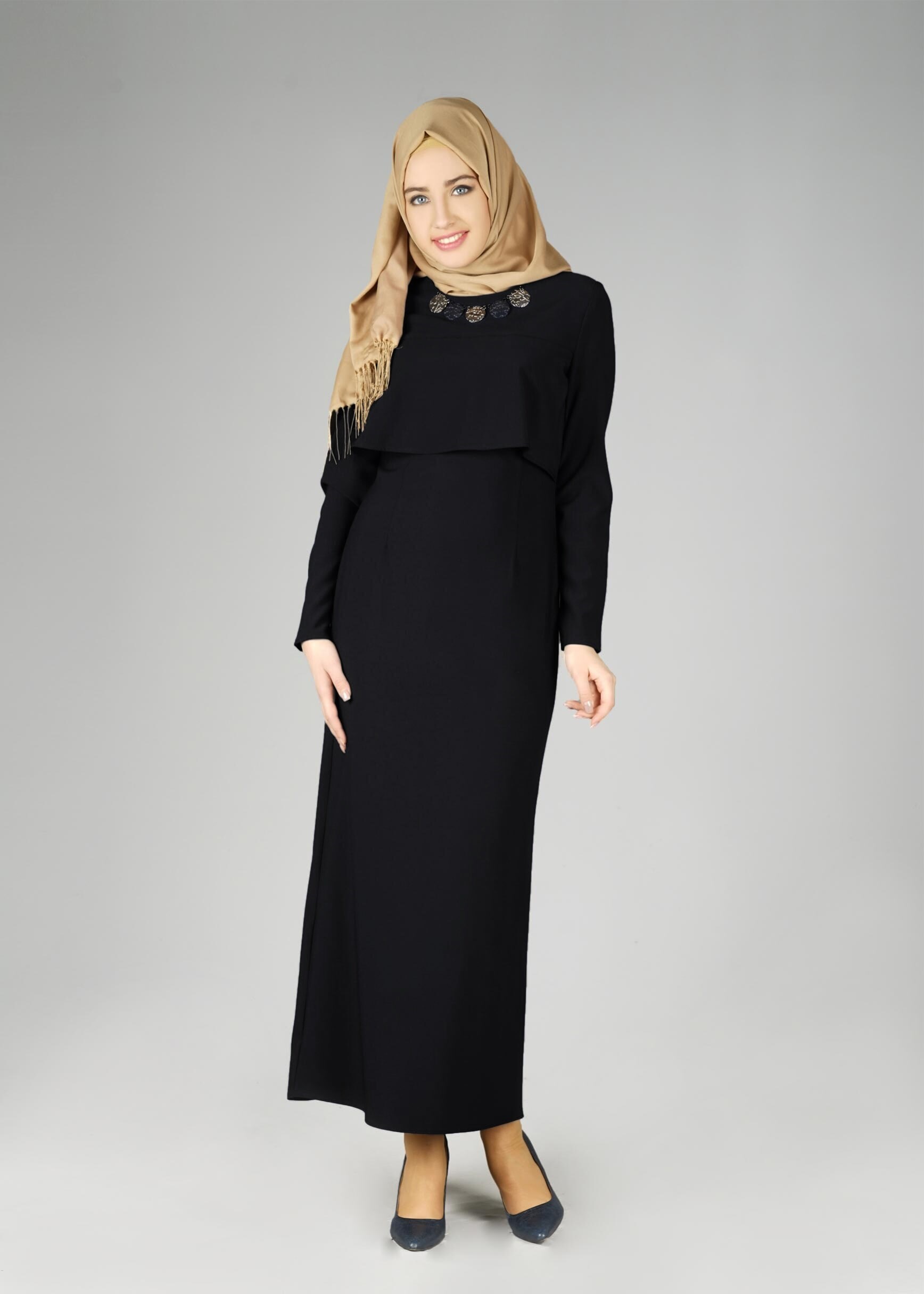 Tesettür giyim SİYAH KLASİK ELBİSE 4936 
