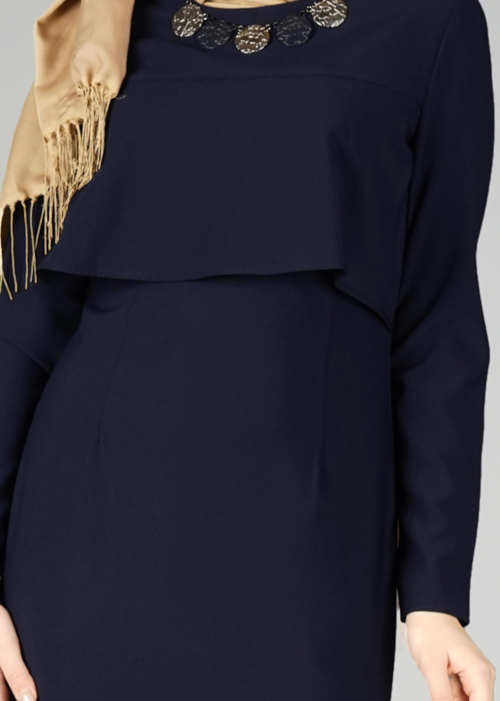 Tesettür giyim LACİVERT KLASİK ELBİSE 4936 