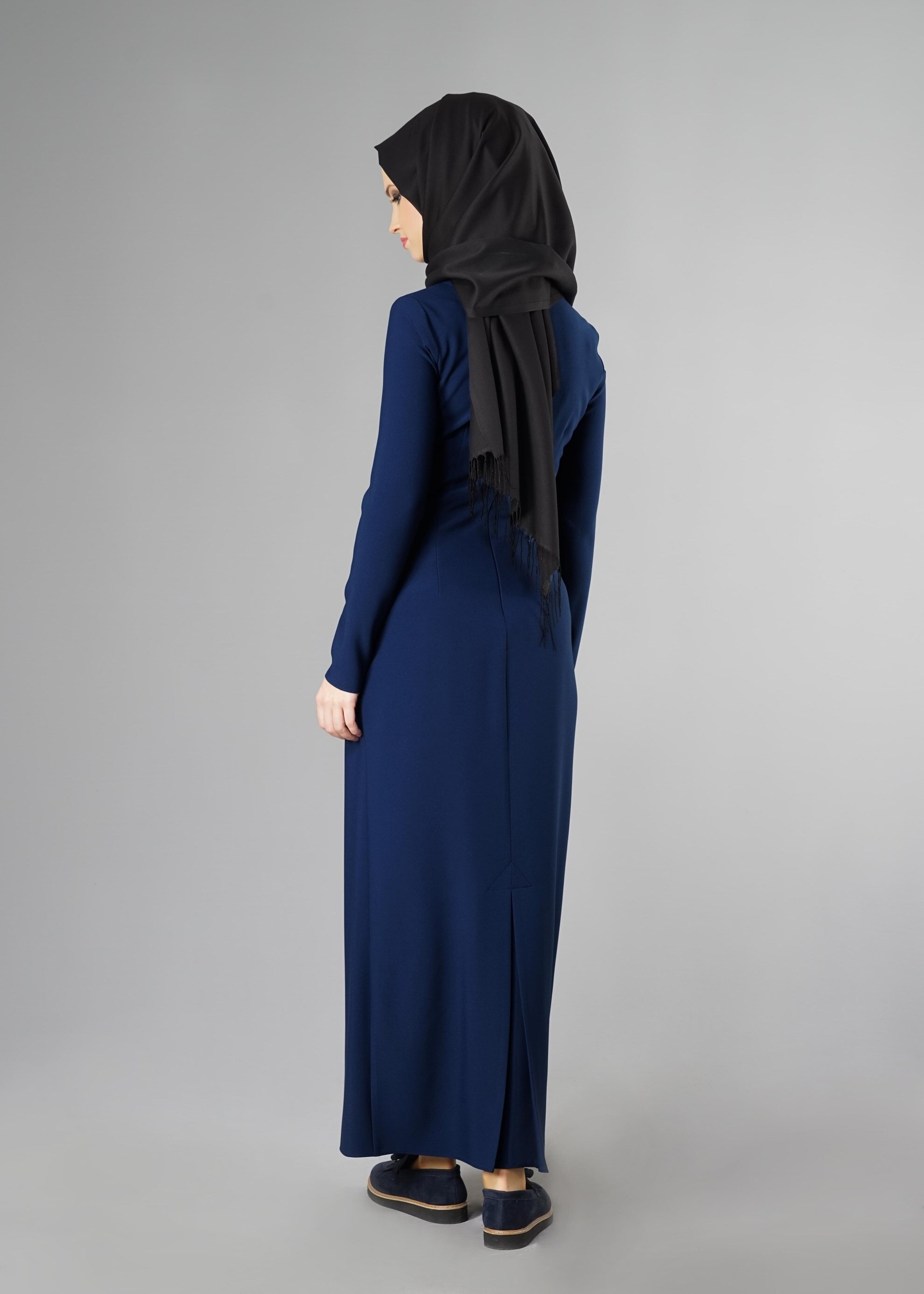 Tesettür giyim LACİVERT 4937 ELBİSE