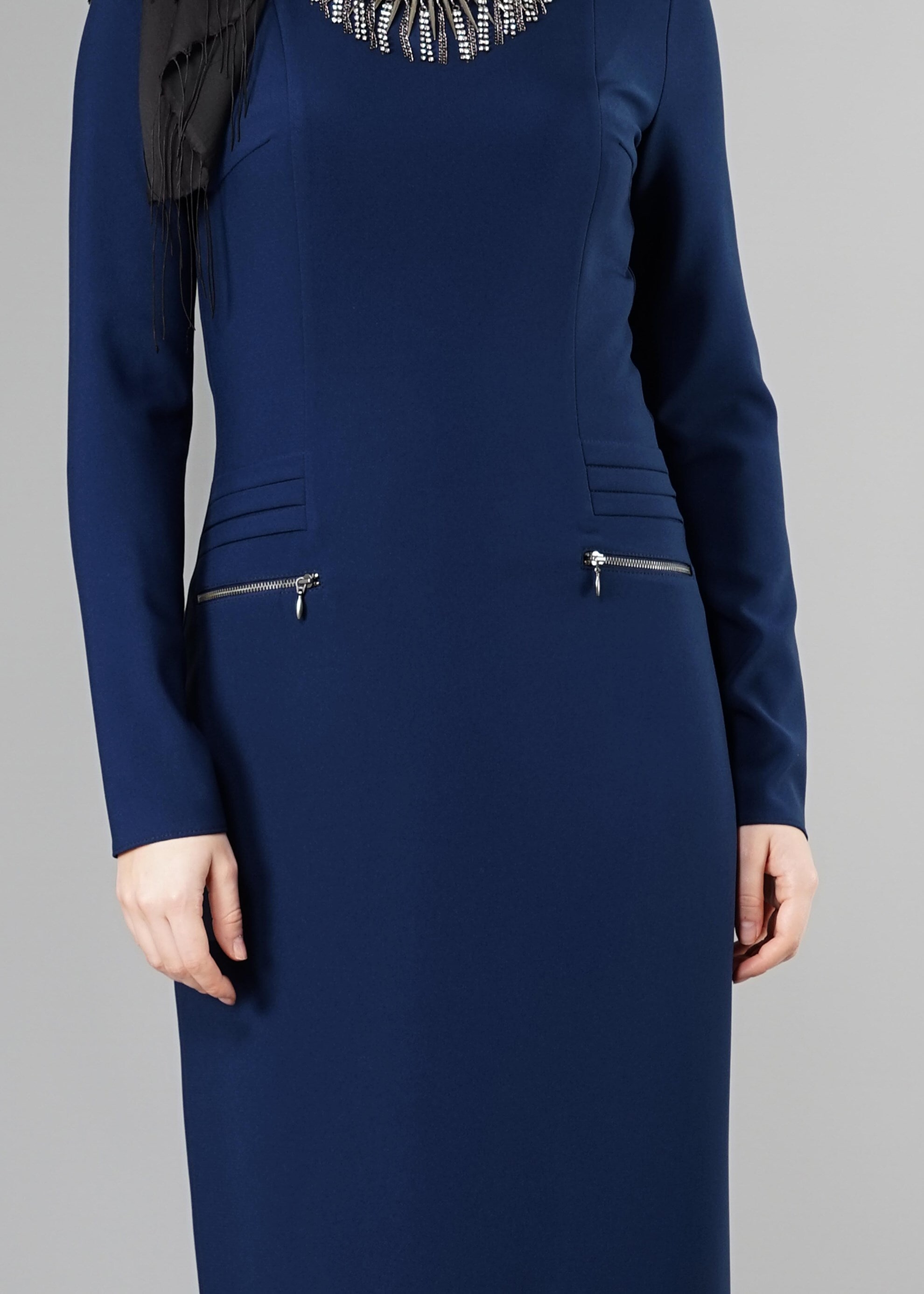 Tesettür giyim LACİVERT 4937 ELBİSE