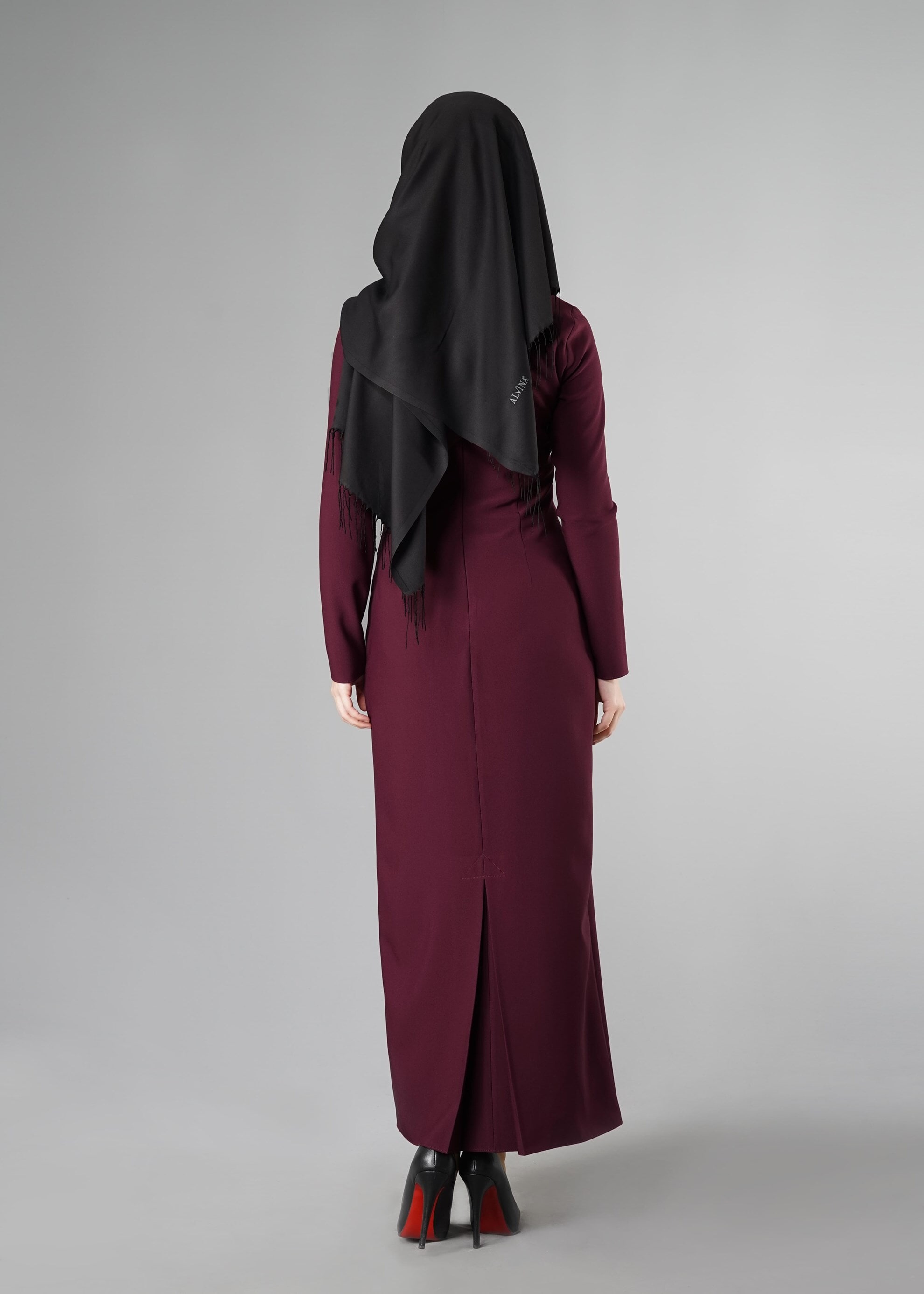 Tesettür giyim BORDO 4937 ELBİSE
