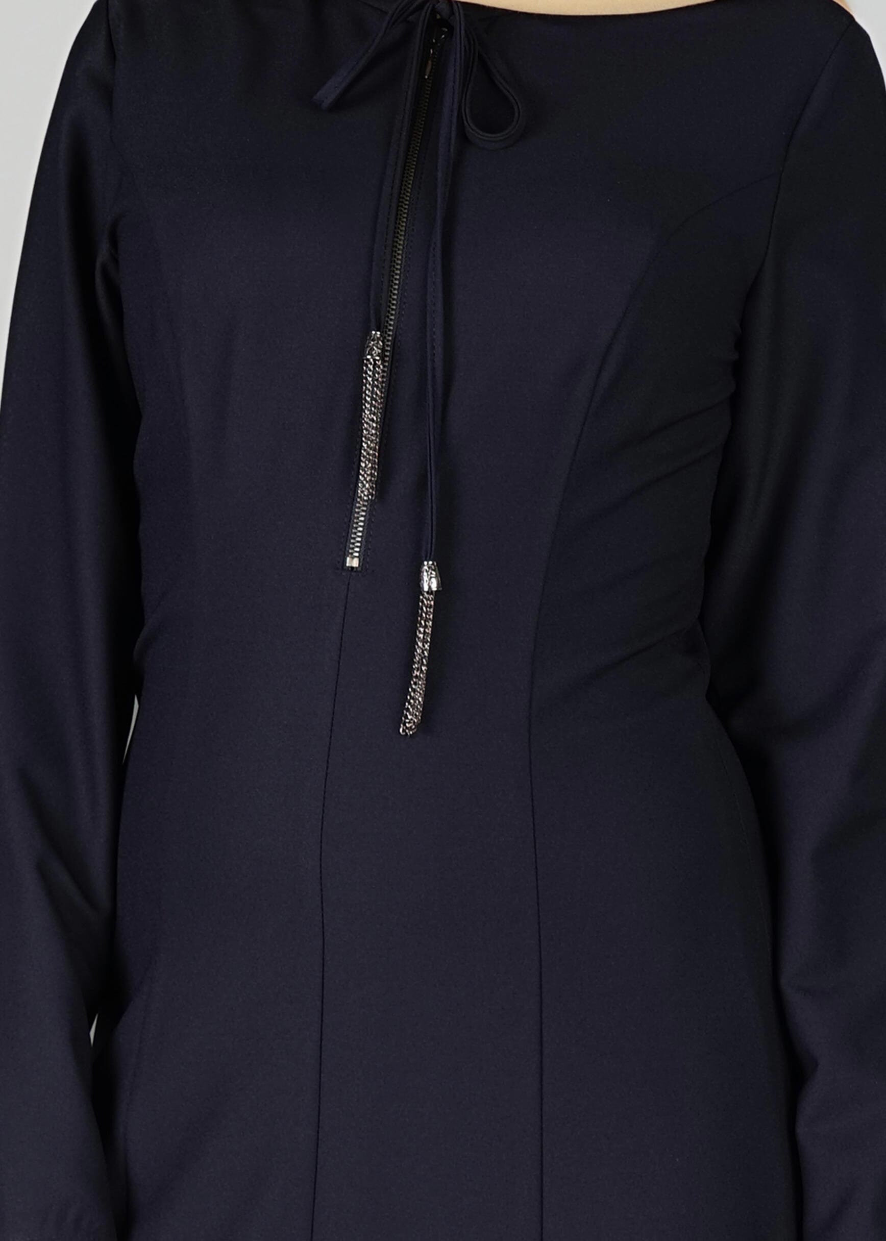 Tesettür giyim LACİVERT BAĞLAMA DETAYLI ELBİSE 4968 