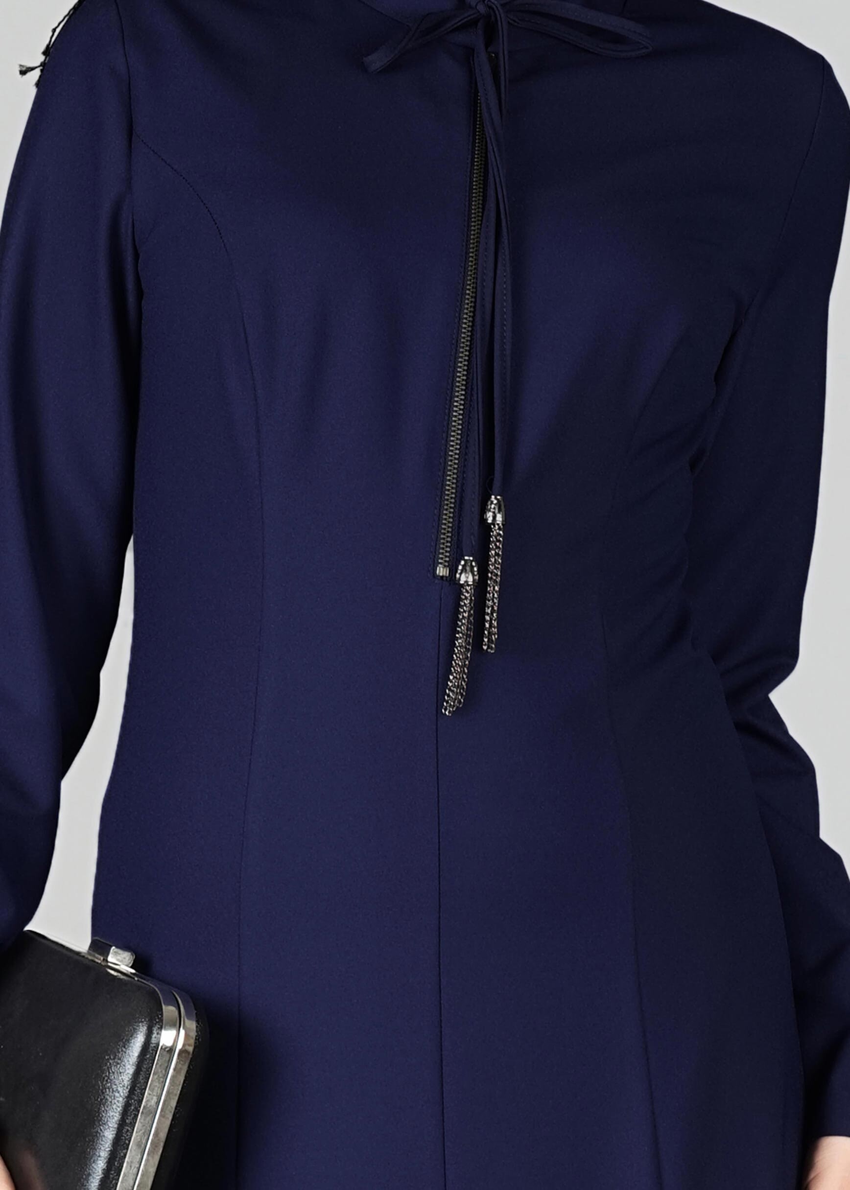 Tesettür giyim LACİVERT BAĞLAMA DETAYLI ELBİSE 4968 