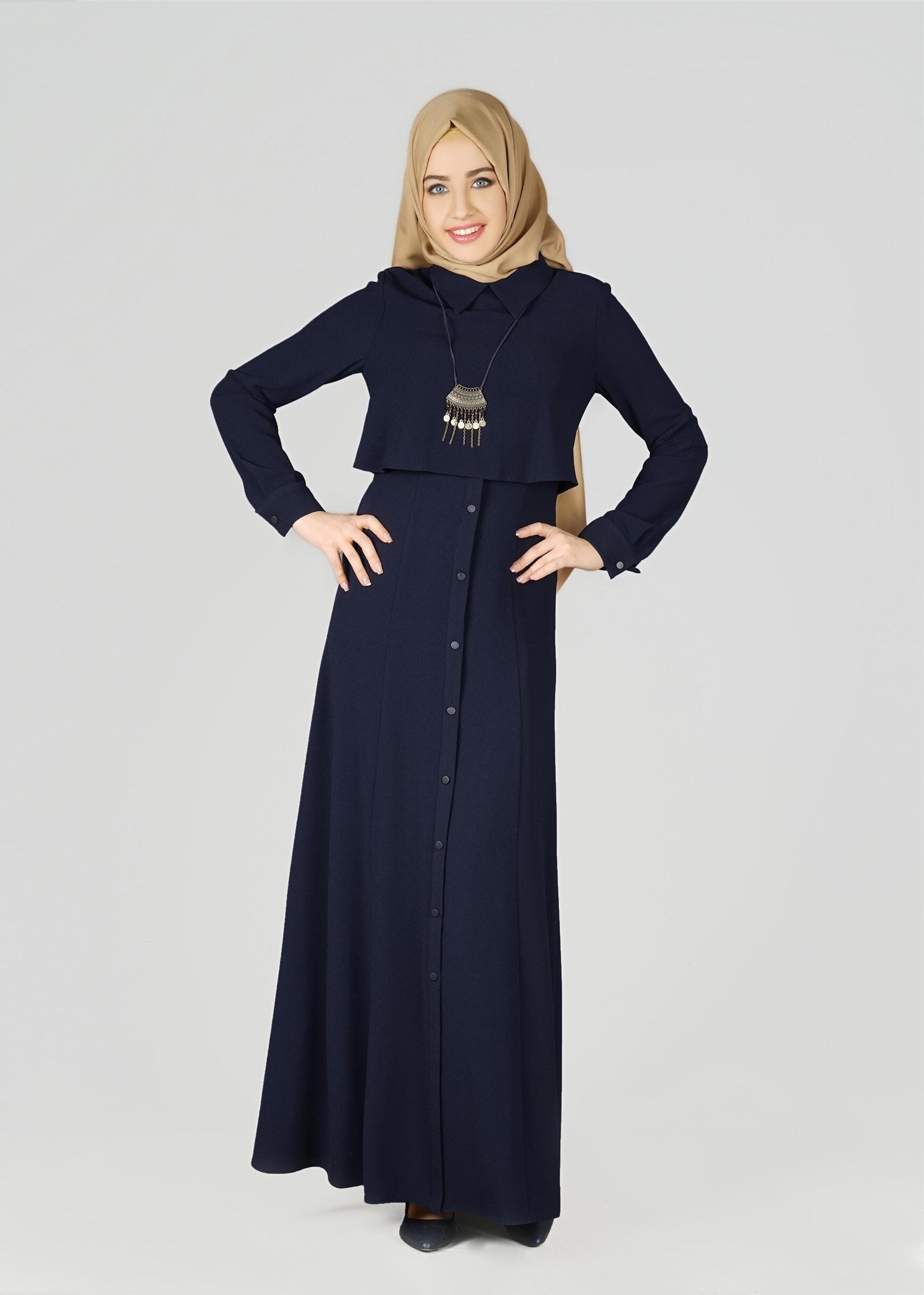 Tesettür giyim LACİVERT 4983 ELBİSE