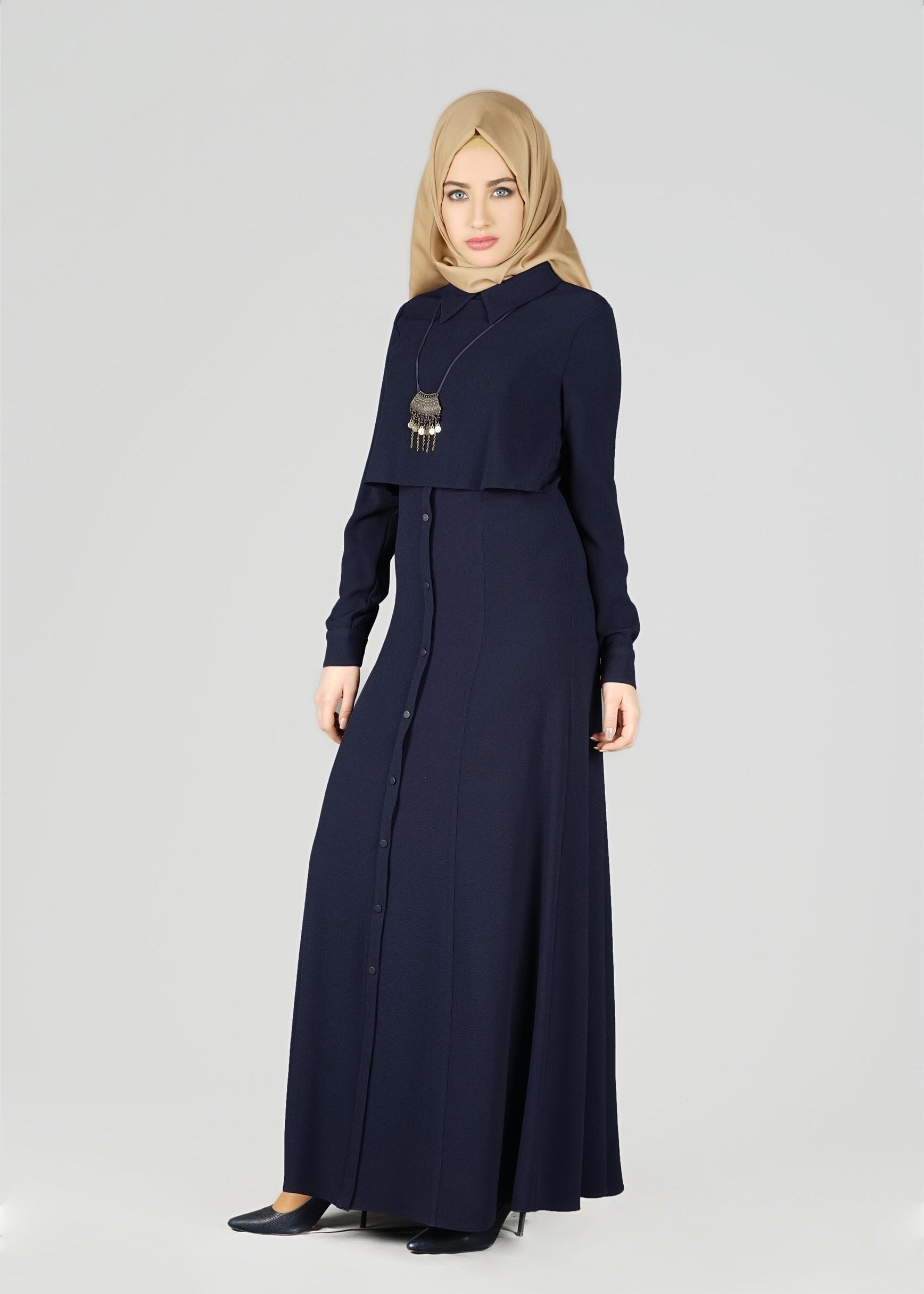 Tesettür giyim LACİVERT 4983 ELBİSE
