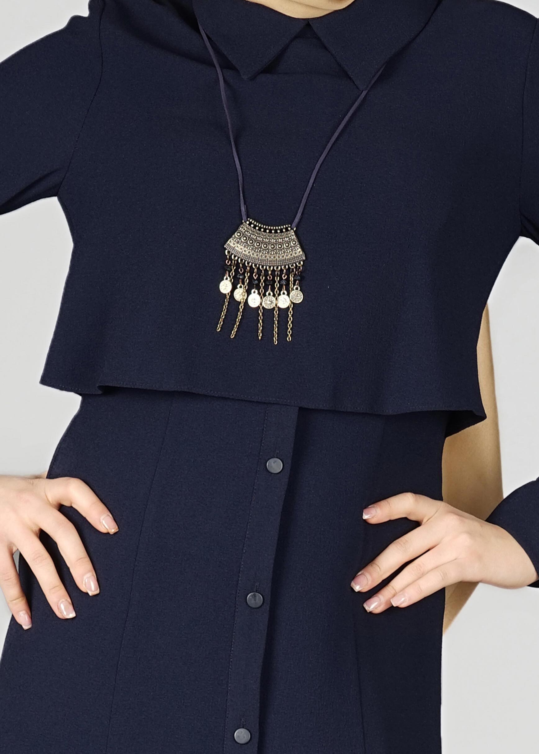 Tesettür giyim LACİVERT 4983 ELBİSE