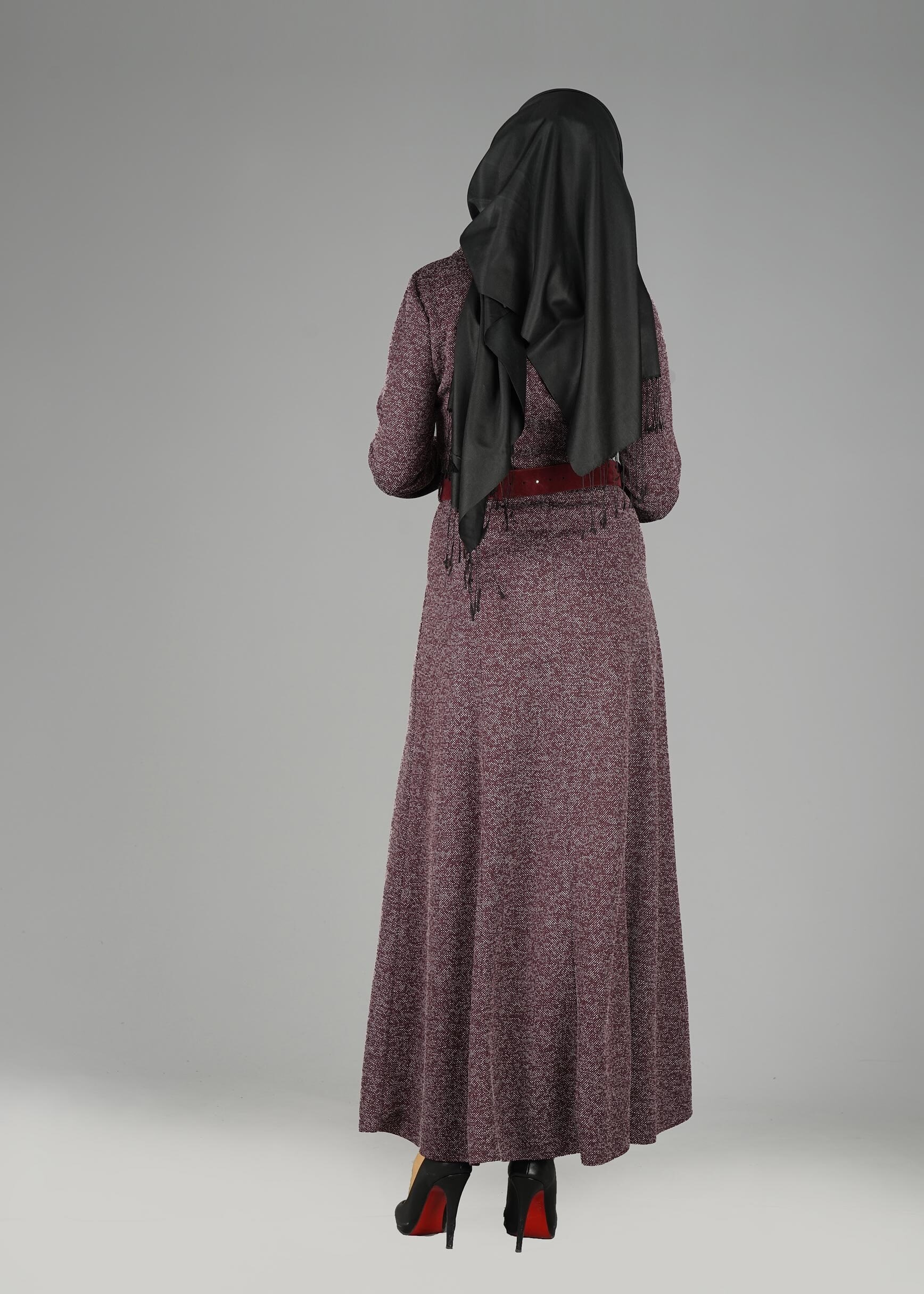 Tesettür giyim MÜRDÜM BALIKÇI YAKA ELBİSE 4987 