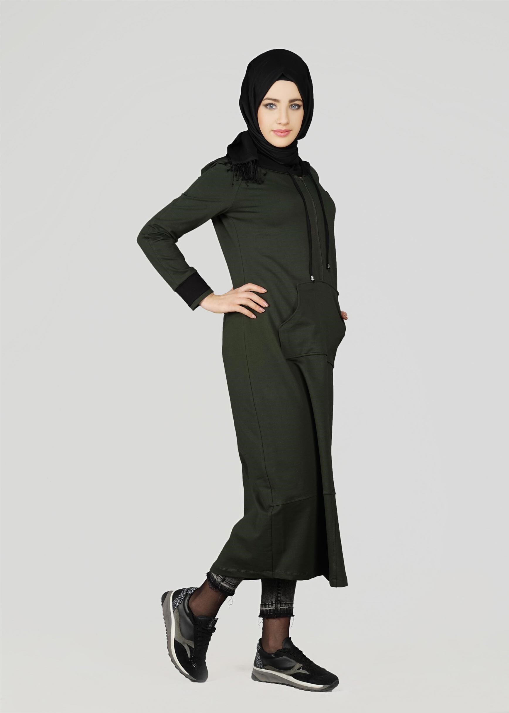 Tesettür giyim HAKİ 4116 EŞOFMAN
