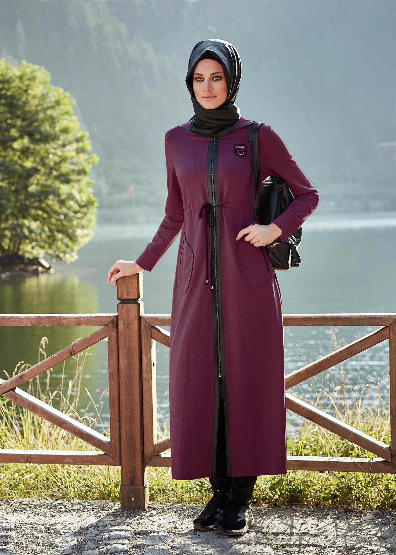 Tesettür giyim MOR ALVİNA TESETTÜR EŞOFMAN FERACE 4832